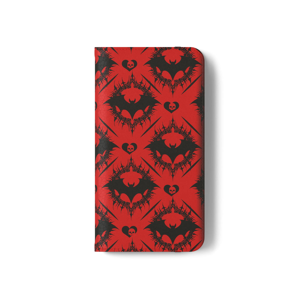 Gothic Bat Wallet Flip Case - Elegant Goth Phone Wallet - Bat Pattern Flip Case - Gothic Phone Case - Stylish Wallet Phone Case