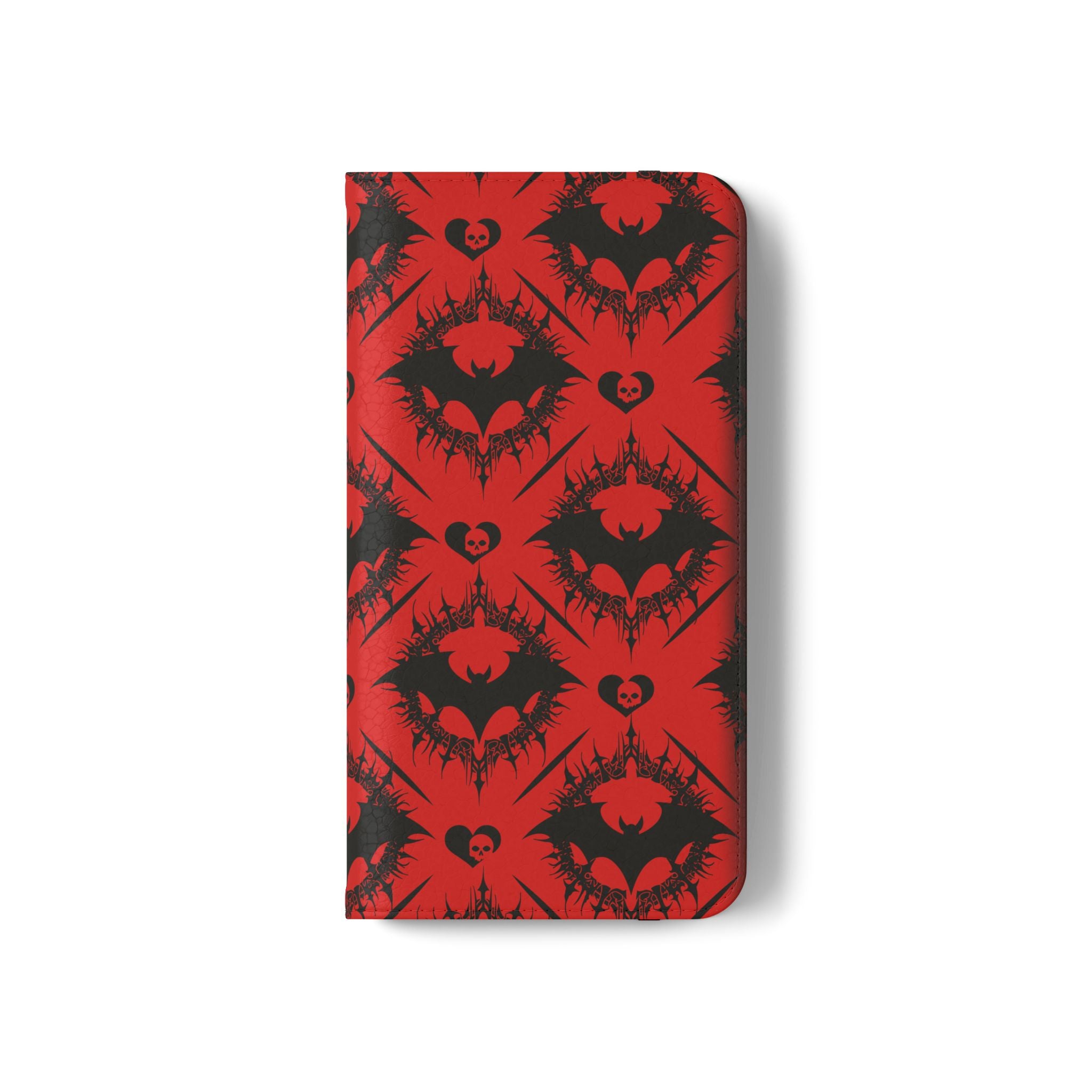 Gothic Bat Wallet Flip Case - Elegant Goth Phone Wallet - Bat Pattern Flip Case - Gothic Phone Case - Stylish Wallet Phone Case