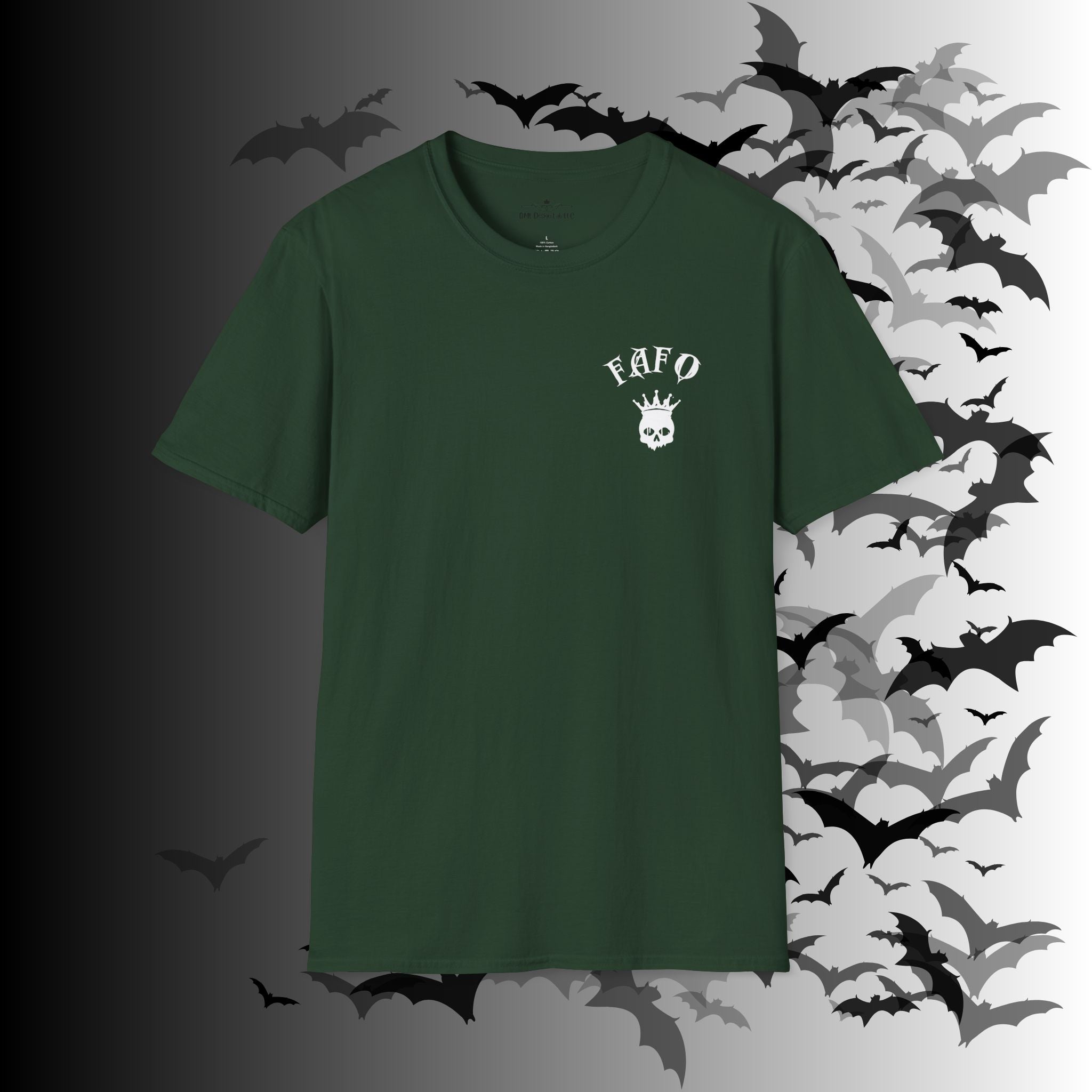 "FAFO" I Identify As A Threat T-Shirt — White Print Front & Back Gothic Tee