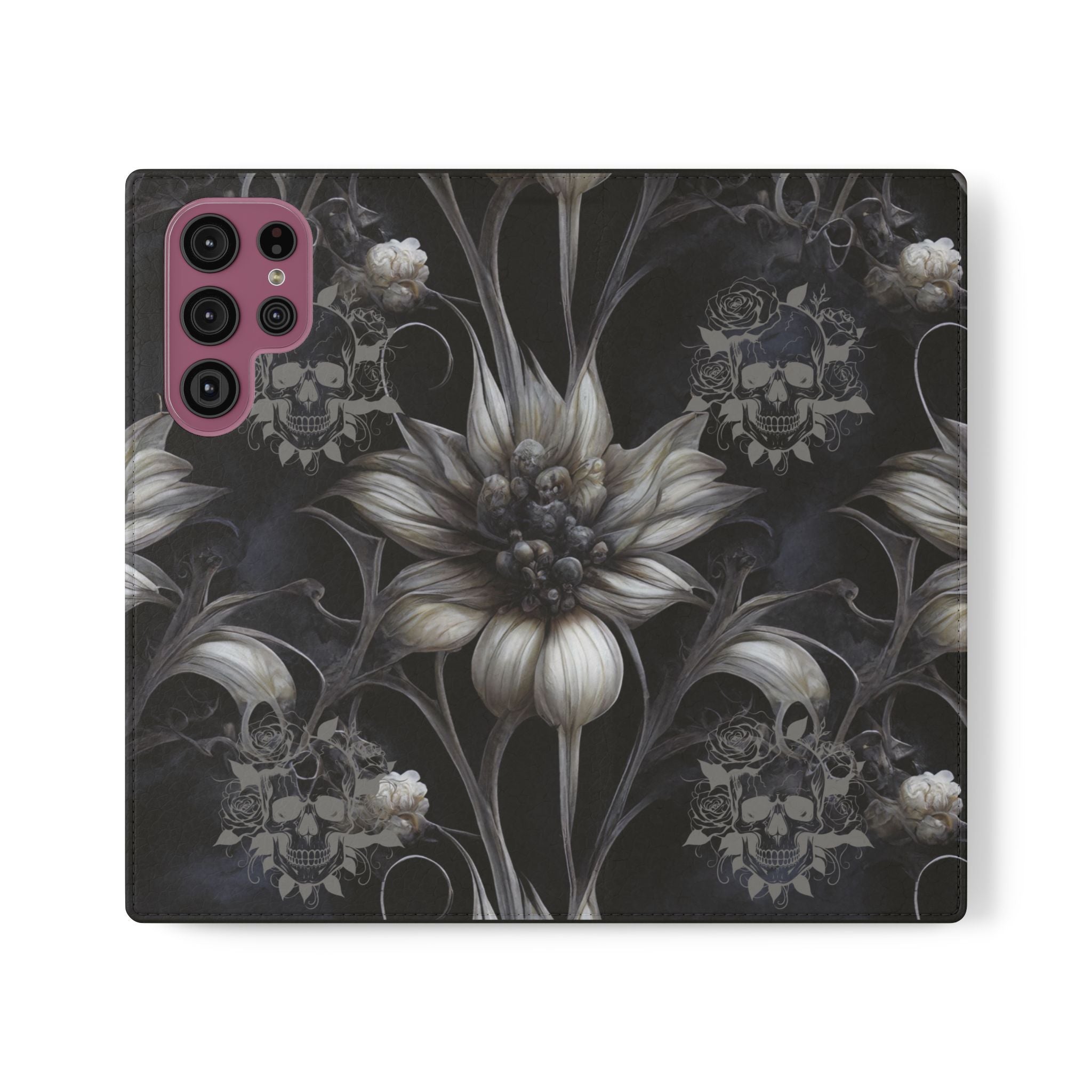 Goth Botanical Flip Wallet Case for iPhone and Samsung Galaxy Phones