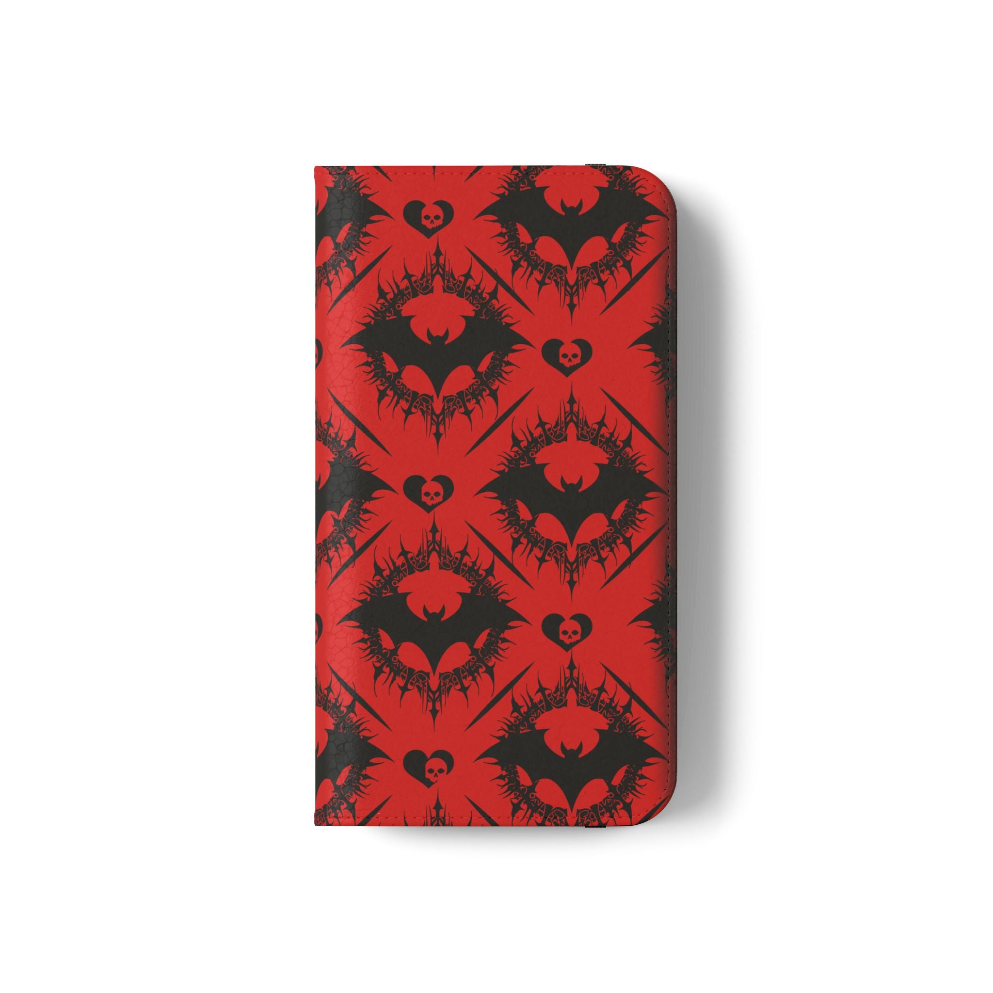 Gothic Bat Wallet Flip Case - Elegant Goth Phone Wallet - Bat Pattern Flip Case - Gothic Phone Case - Stylish Wallet Phone Case