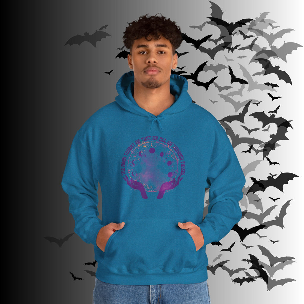 The Moon Taught Me We All Go Through Phases Hoodie — Witchy Moon Phase Pullover