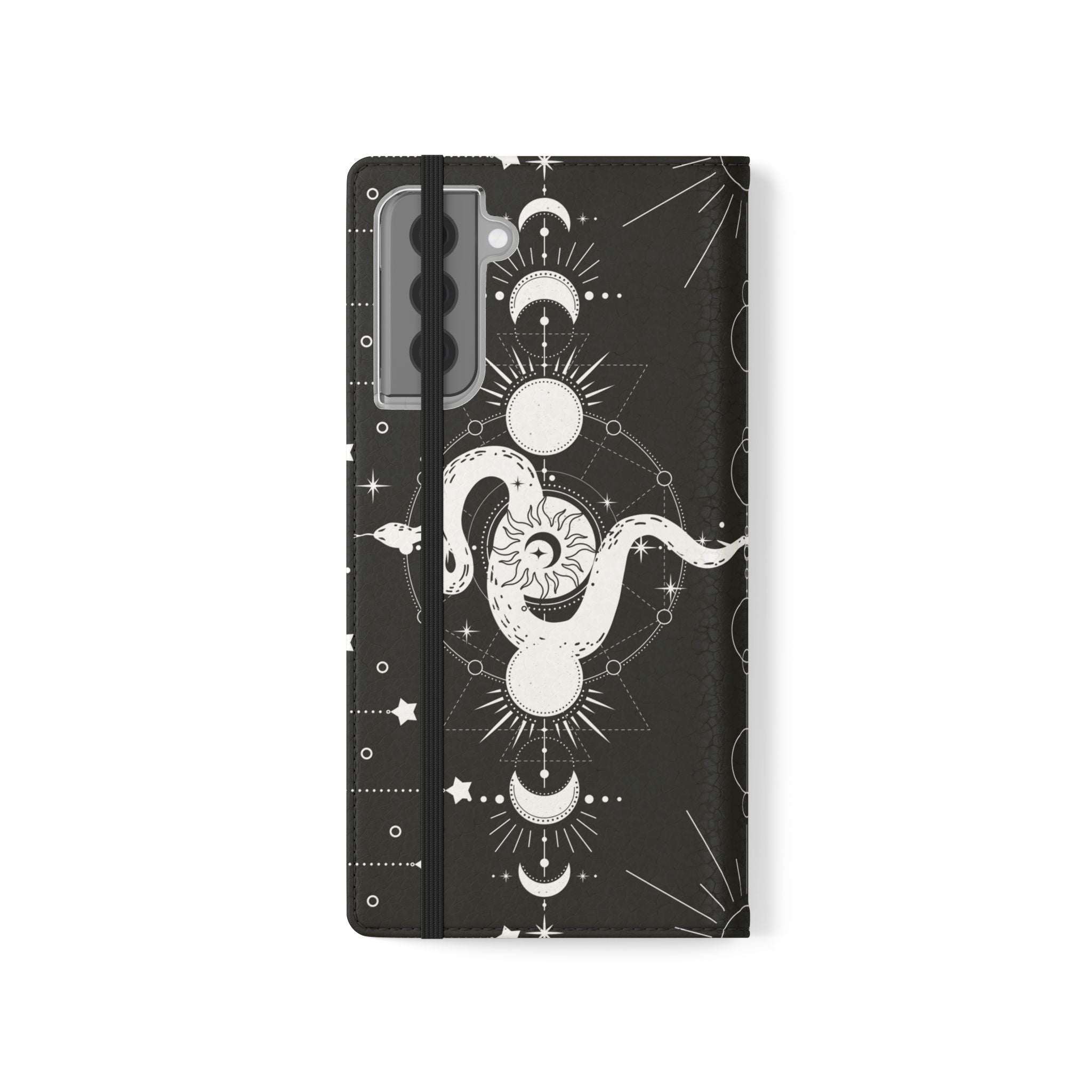 Gothic Style Celestial Snake Moon Phases Wallet Flip PhoneCase - Celestial Style Phone Case for iPhone and Samsung - Moon Phases Wallet Case