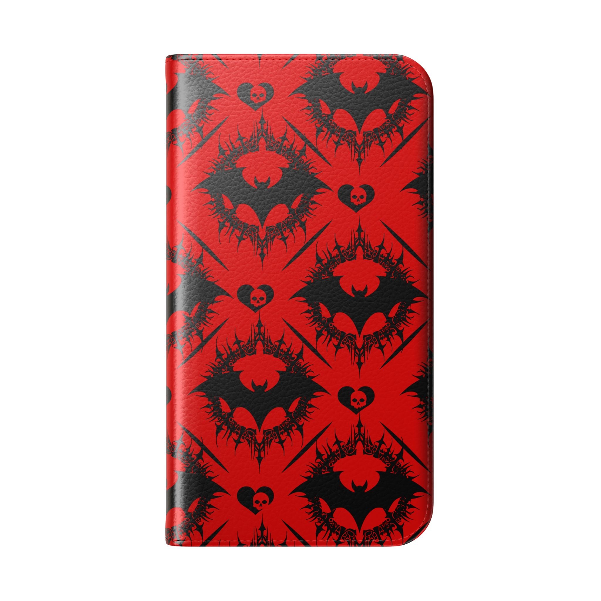 Gothic Bat Wallet Flip Case - Elegant Goth Phone Wallet - Bat Pattern Flip Case - Gothic Phone Case - Stylish Wallet Phone Case