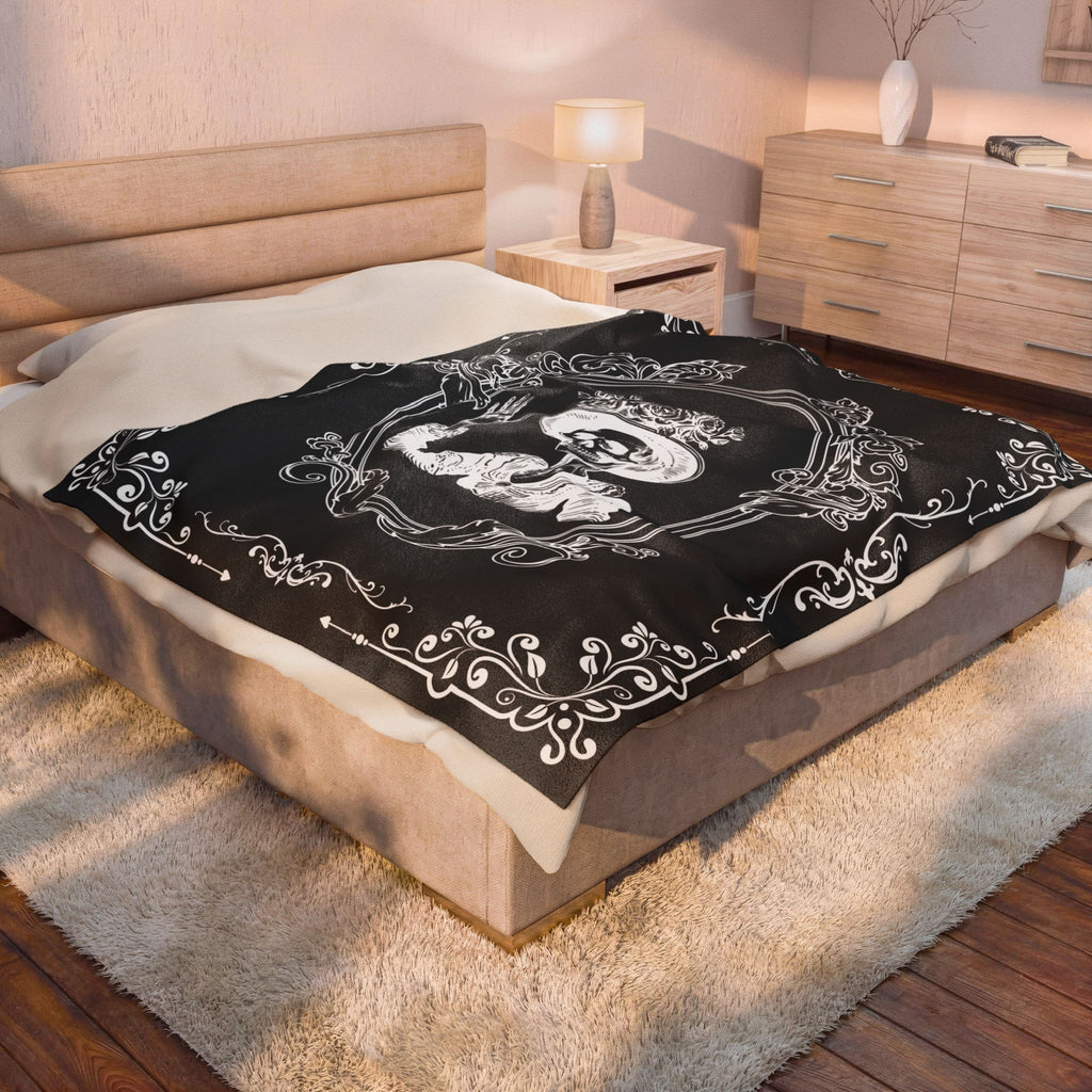 Victorian Skeleton Throw Blanket — Gothic Dark Academia Home Decor