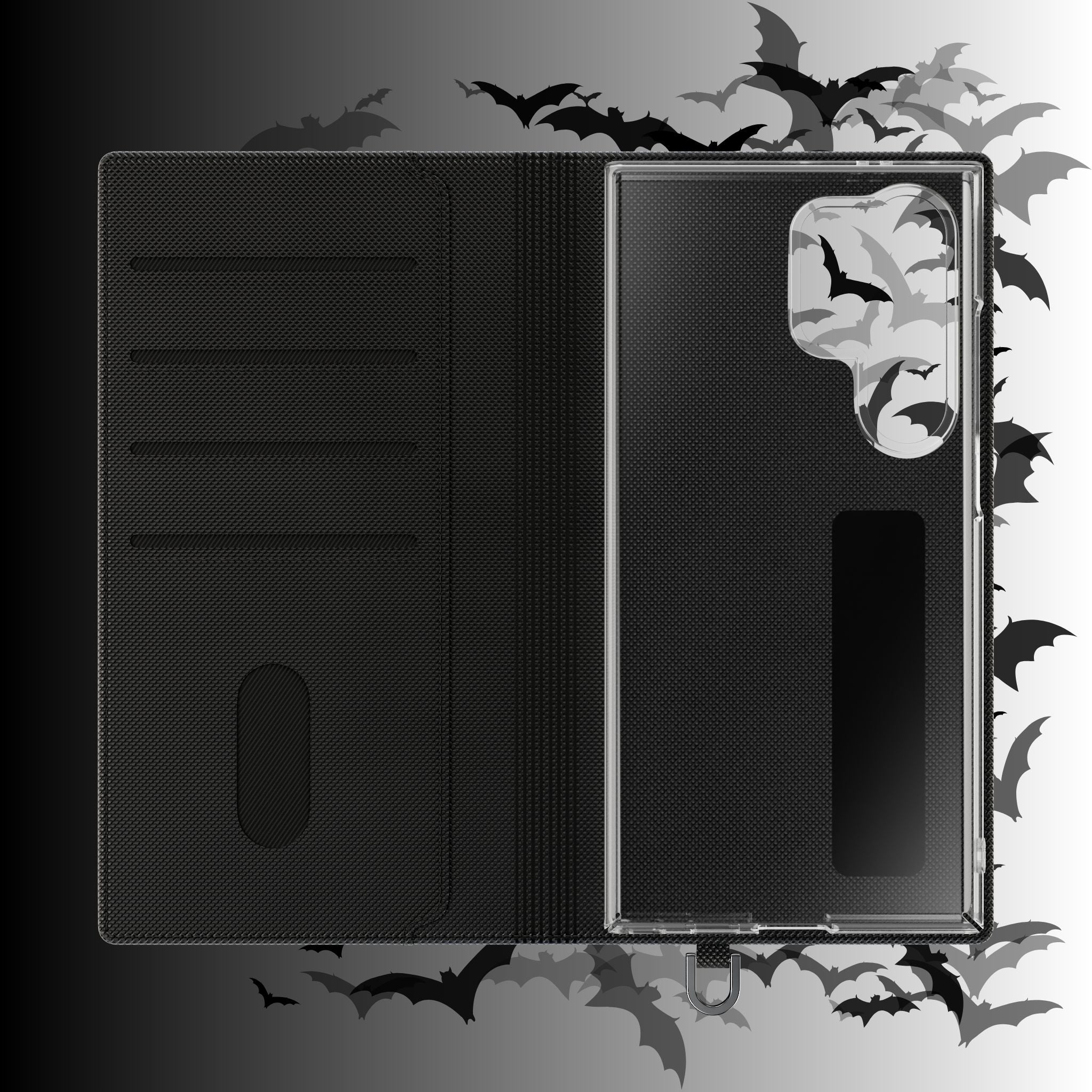 Gothic Bat Wallet Flip Case - Elegant Goth Phone Wallet - Bat Pattern Flip Case - Gothic Phone Case - Stylish Wallet Phone Case