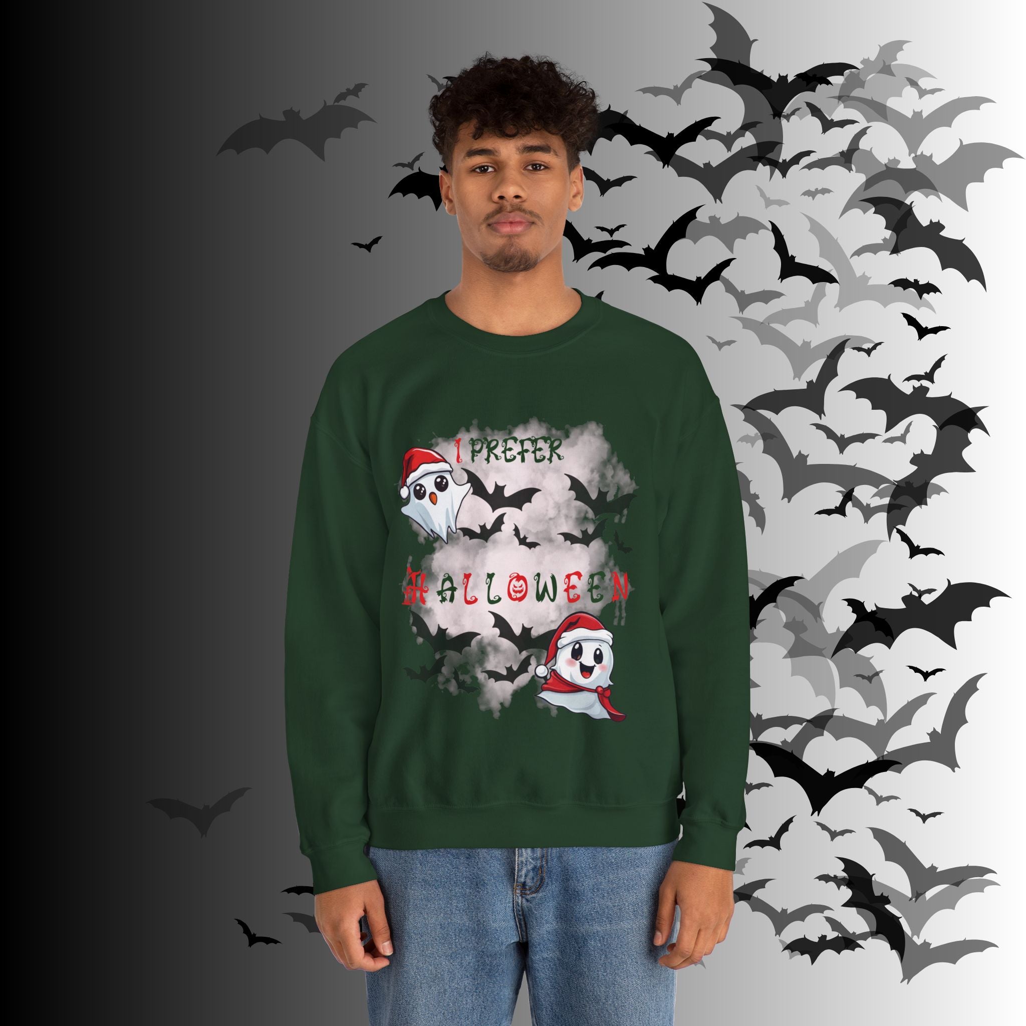 I Prefer Halloween Ghost Crewneck Sweatshirt — Kawaii Gothic Christmas