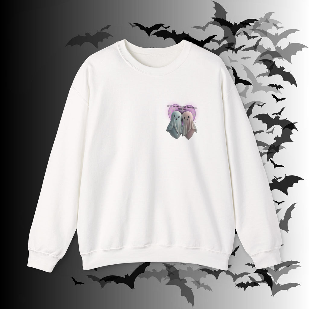 Let's Haunt People Together Forever Crewneck Sweatshirt — Gothic Valentine's Couples Ghost