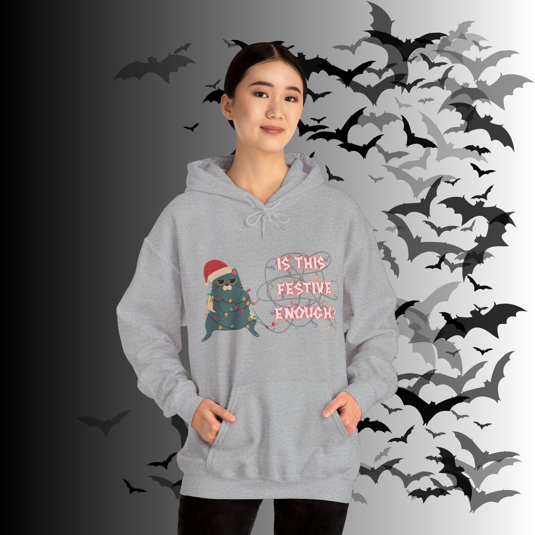 Is This Festive Enough Cat Hoodie — Grumpy Christmas Cat Pullover