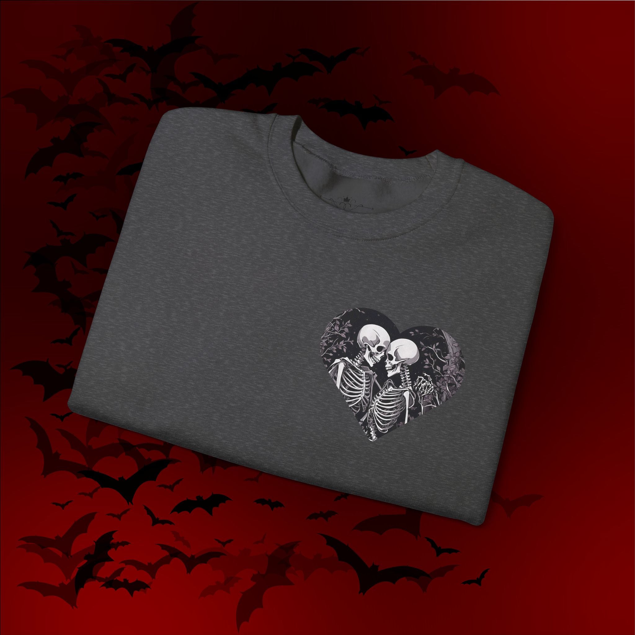 Gothic Valloween Skeleton Love Crewneck Sweatshirt — Dark Romance Couples Valentine's Day