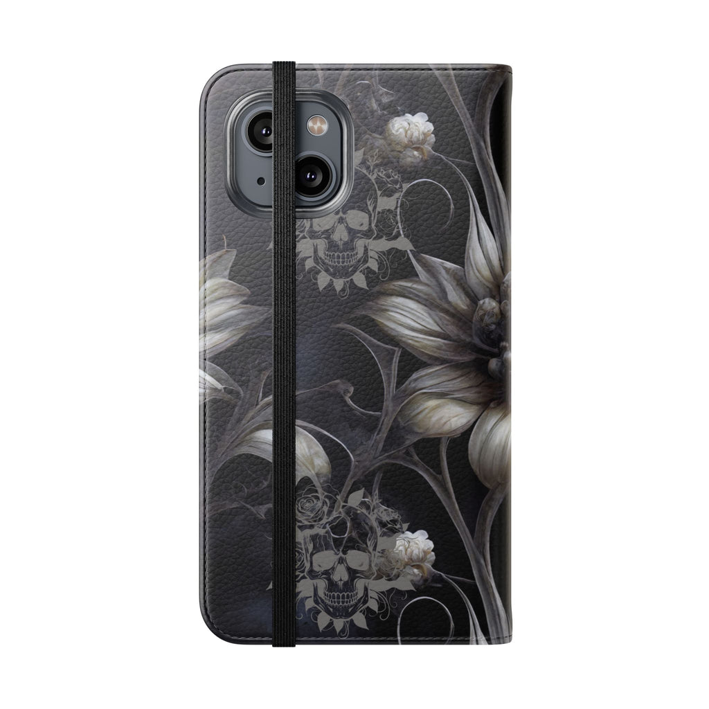 Goth Botanical Flip Wallet Case for iPhone and Samsung Galaxy Phones