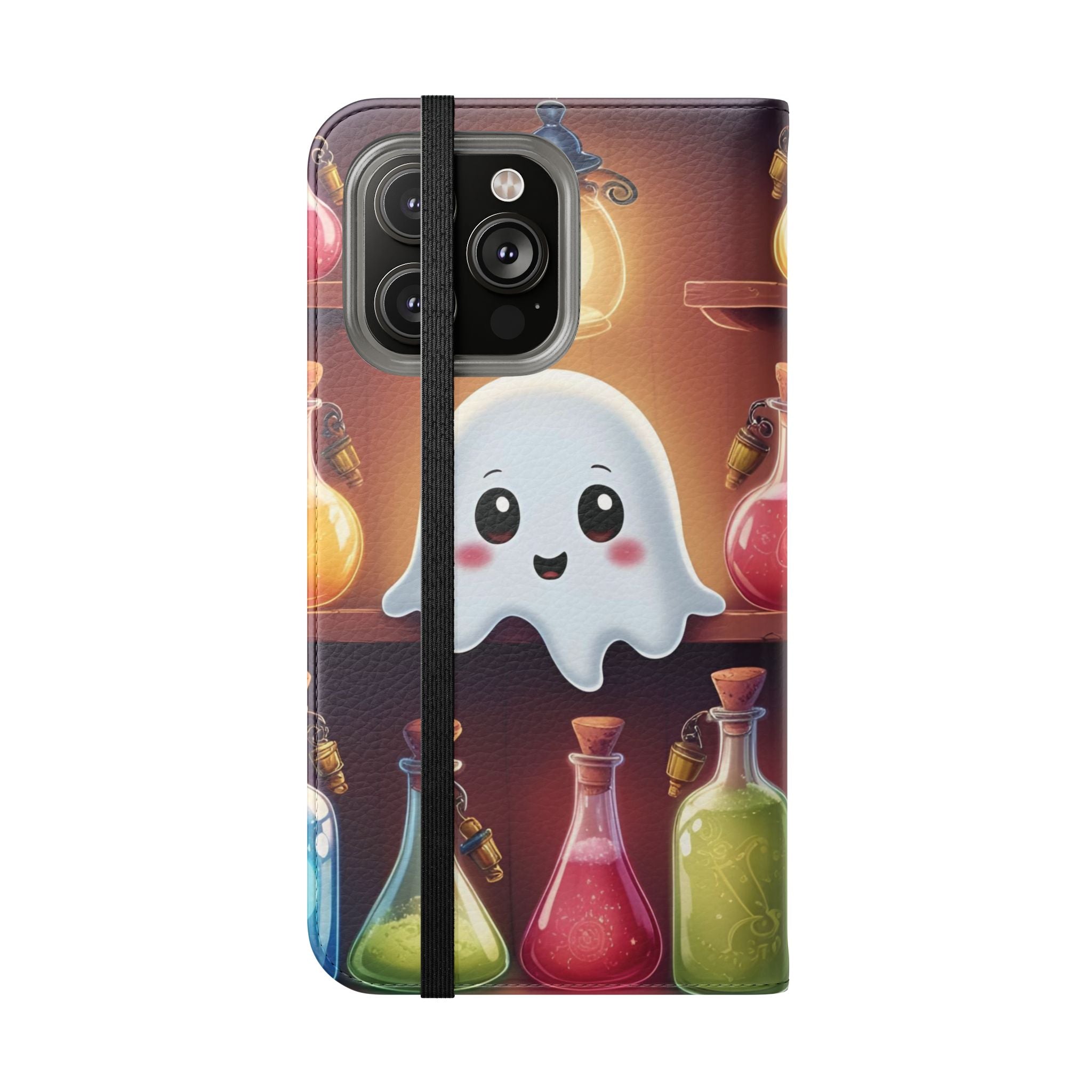 Apothecary Ghost Flip Wallet Case - Spooky Halloween Phone Case - Gothic Ghost Smartphone Case -  Ghost on a Shelf Wallet Case