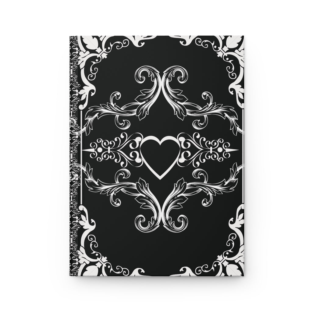 Gothic Dark Romance Journal — Victorian Scrollwork Hardcover in Black & White