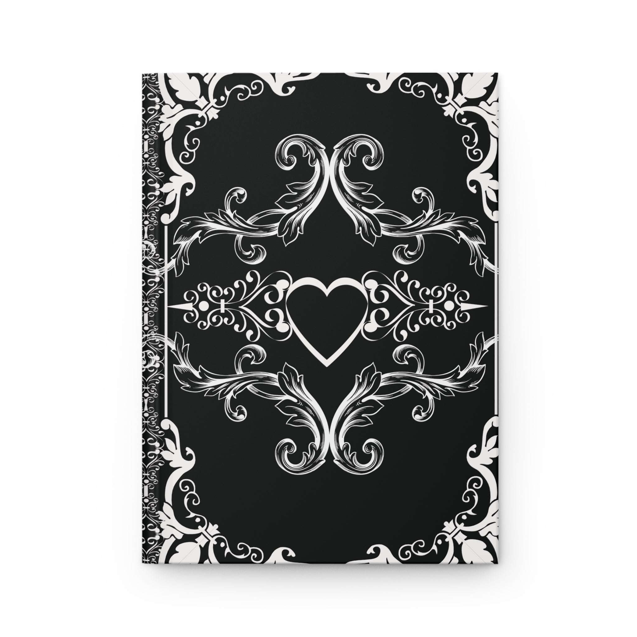 Gothic Dark Romance Journal — Victorian Scrollwork Hardcover in Black & White