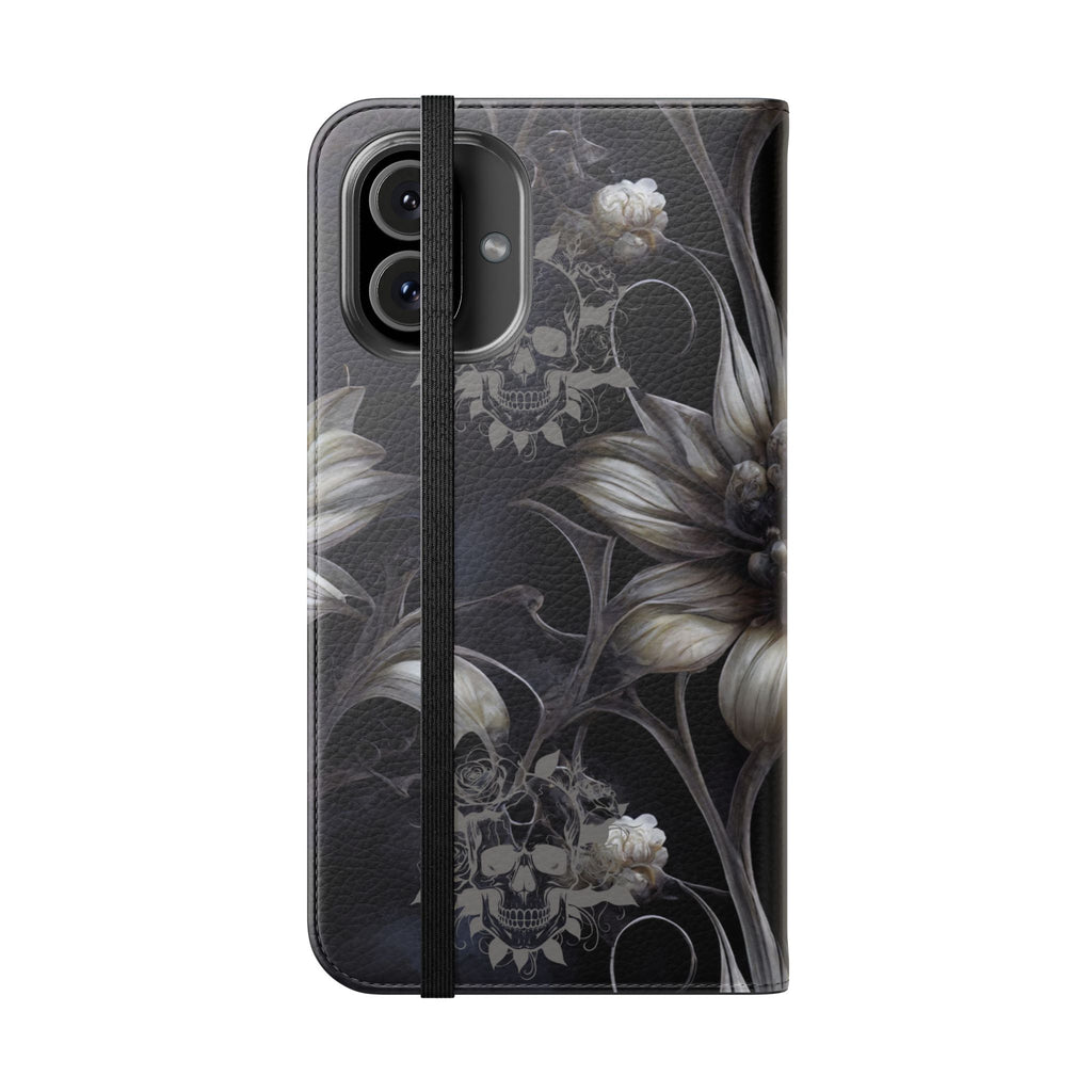 Goth Botanical Flip Wallet Case for iPhone and Samsung Galaxy Phones