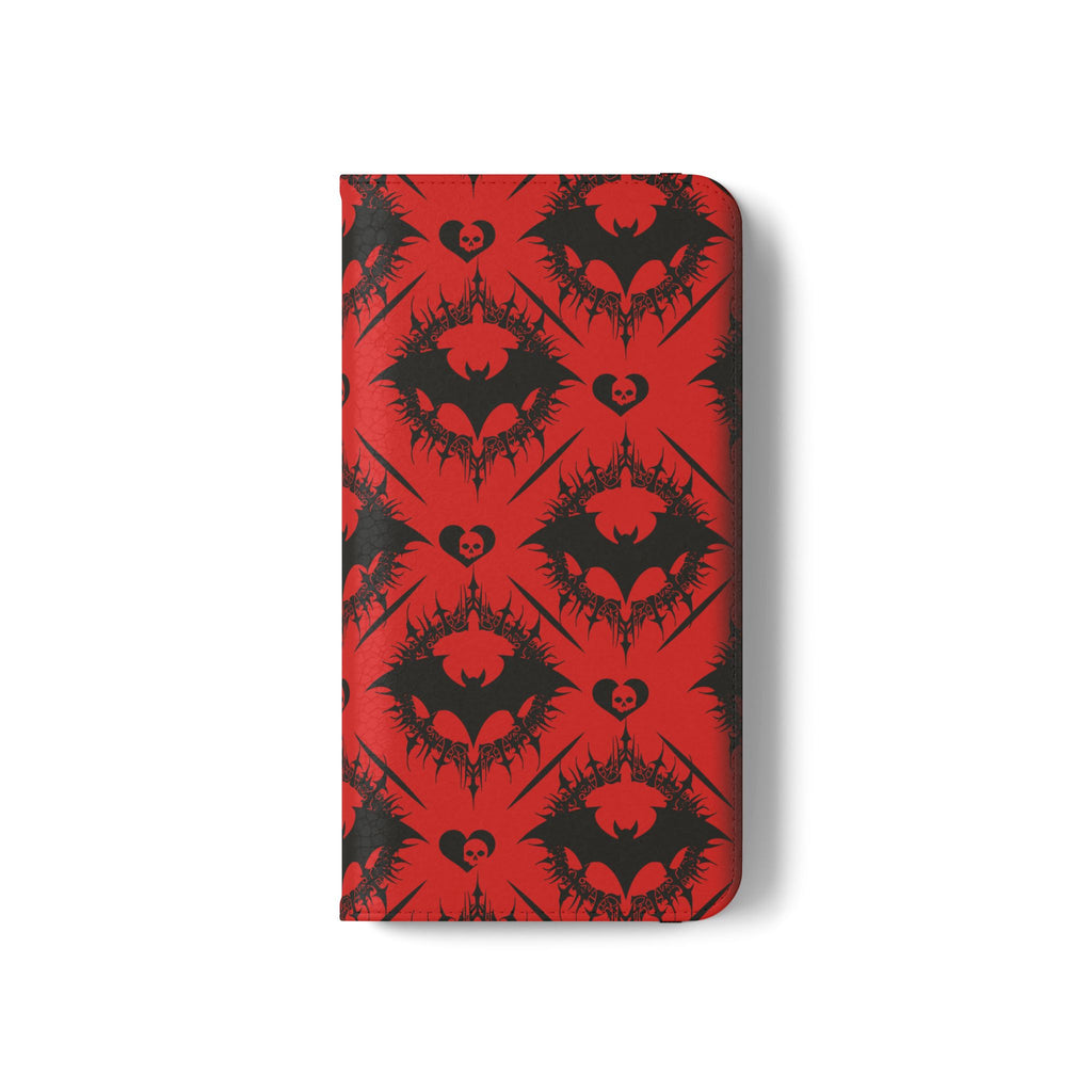 Gothic Bat Wallet Flip Case - Elegant Goth Phone Wallet - Bat Pattern Flip Case - Gothic Phone Case - Stylish Wallet Phone Case