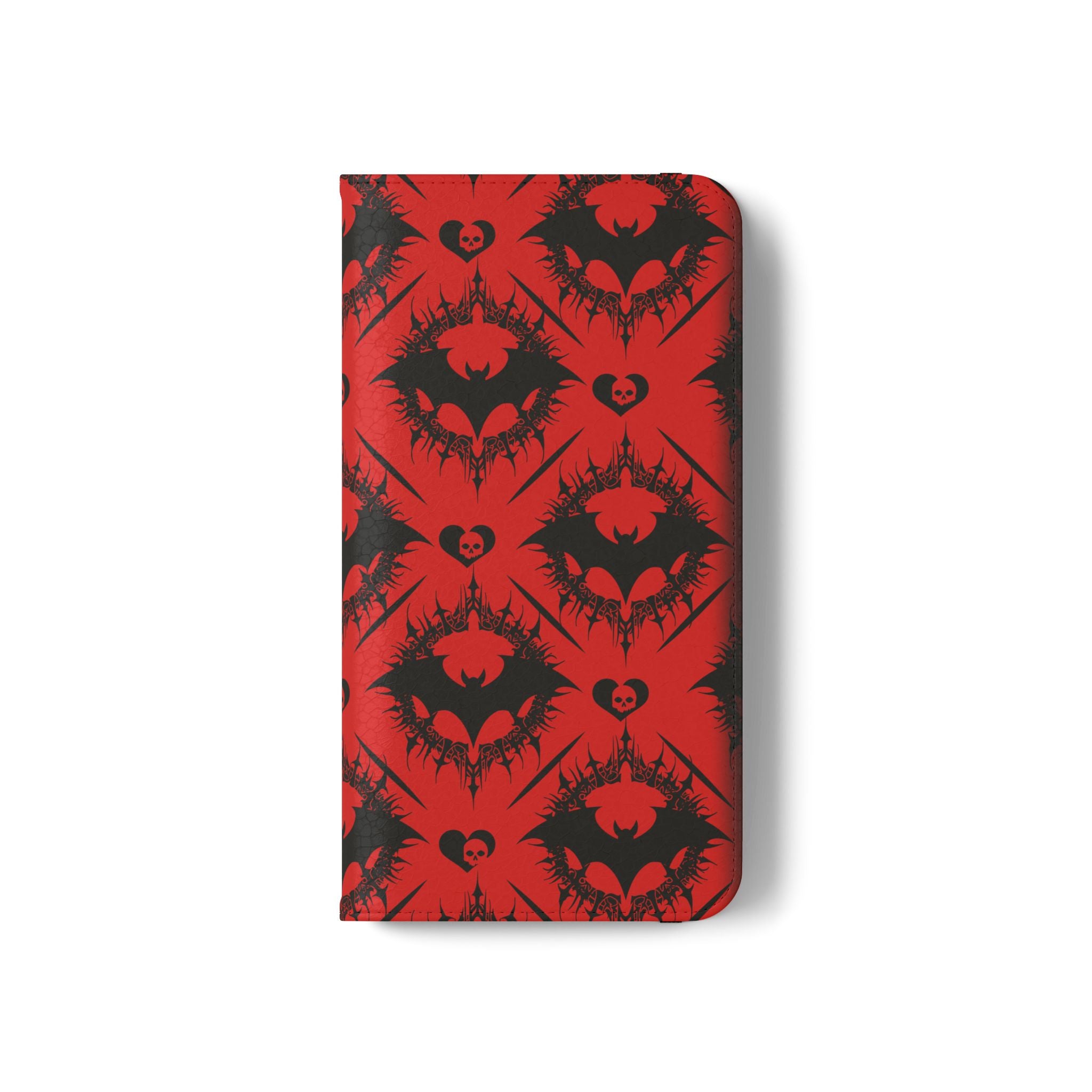 Gothic Bat Wallet Flip Case - Elegant Goth Phone Wallet - Bat Pattern Flip Case - Gothic Phone Case - Stylish Wallet Phone Case