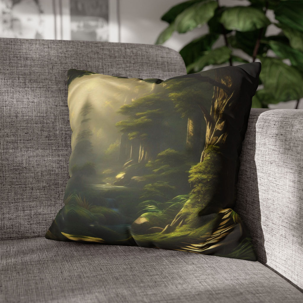 Mystical Forest Throw Pillow — Dark Cottagecore Woodland Home Decor