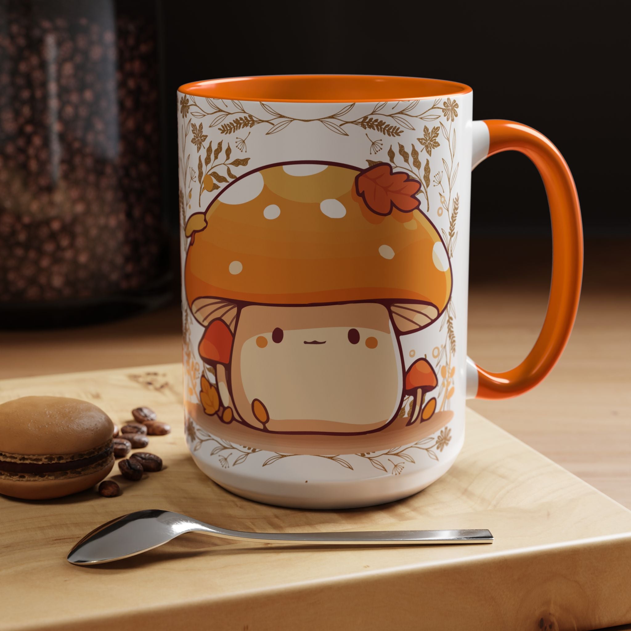 Autumn Mushroom Cute Coffee Mug — Fall Kawaii Accent Mug (11/15oz)