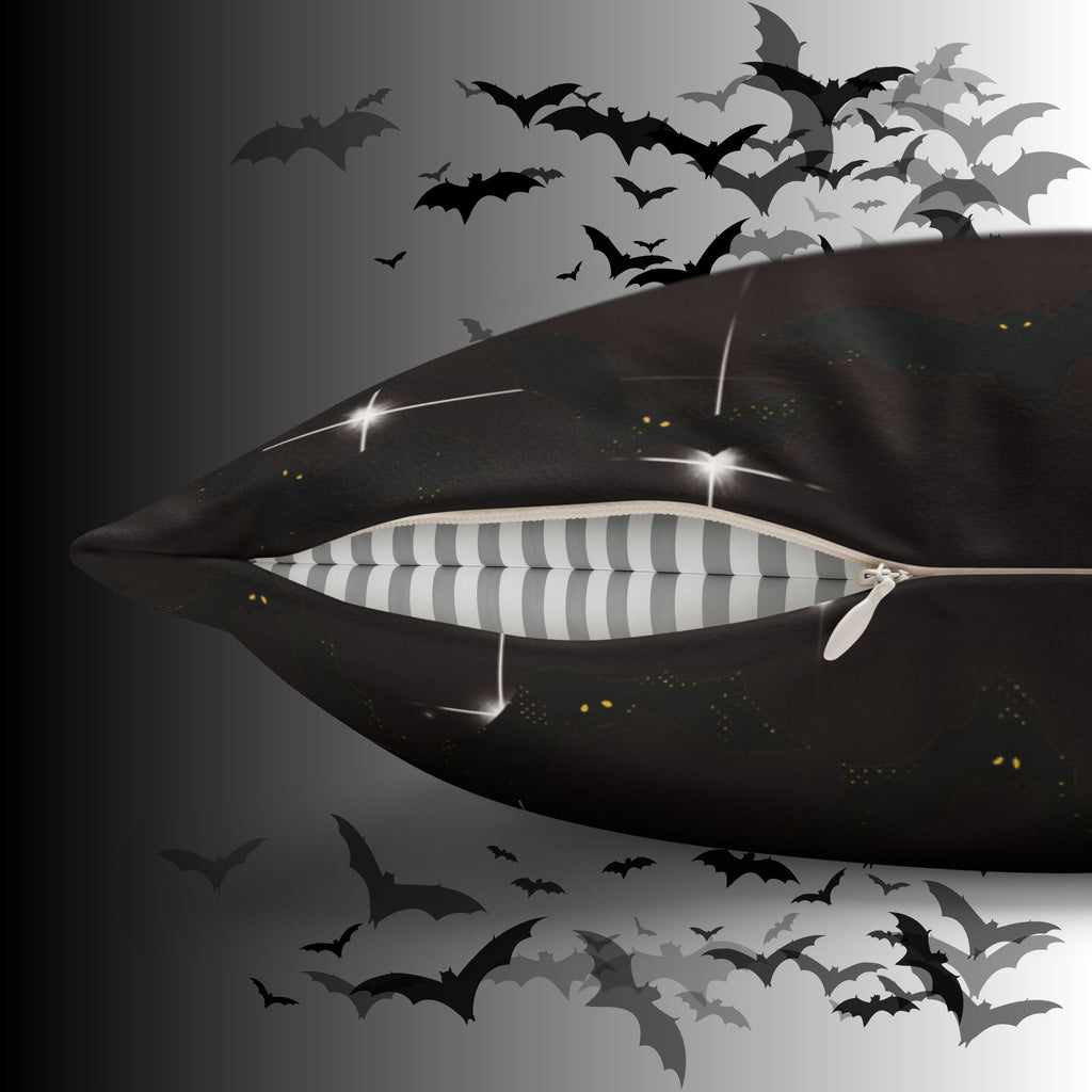 Gothic Black Cat Grim Reaper Throw Pillow — Moonlit Dark Home Decor