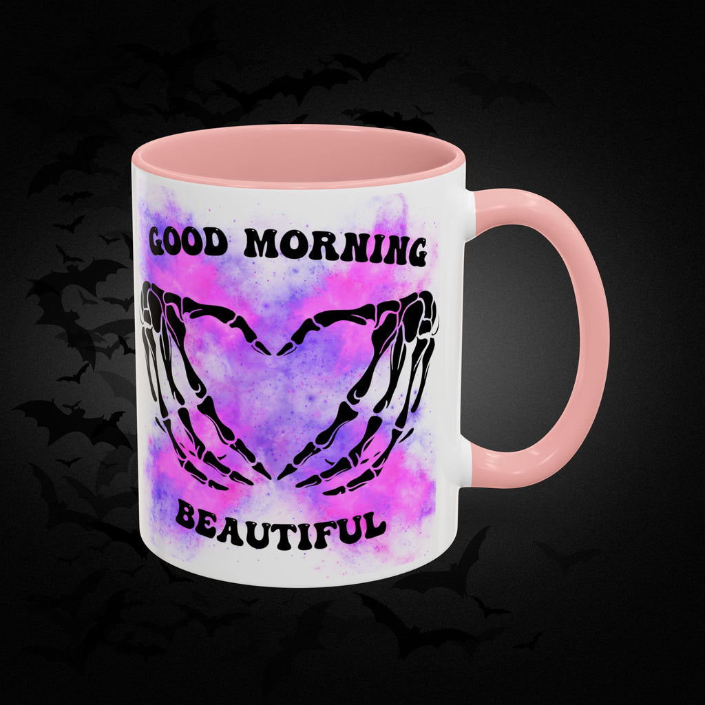 Good Morning Beautiful Fuck Off Skeleton Hands Accent Coffee Mug