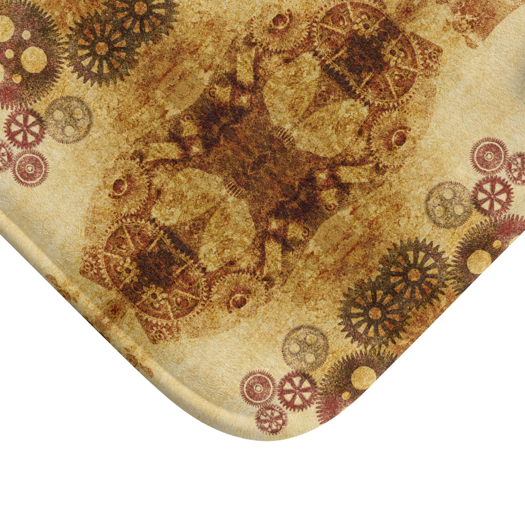 Steampunk Cat Bath Mat — Vintage Industrial Bathroom Decor