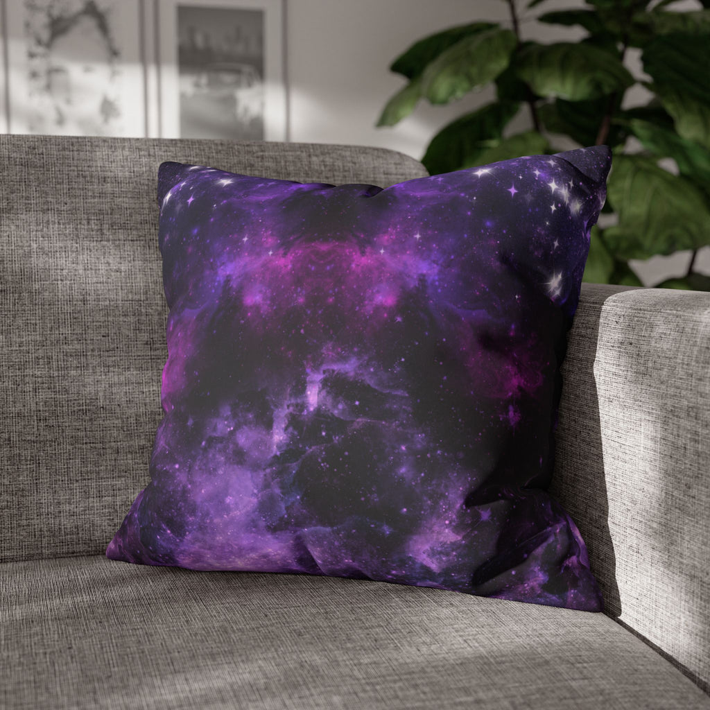 Purple Galaxy Cosmic Throw Pillow — Dark Celestial Witchy Home Decor