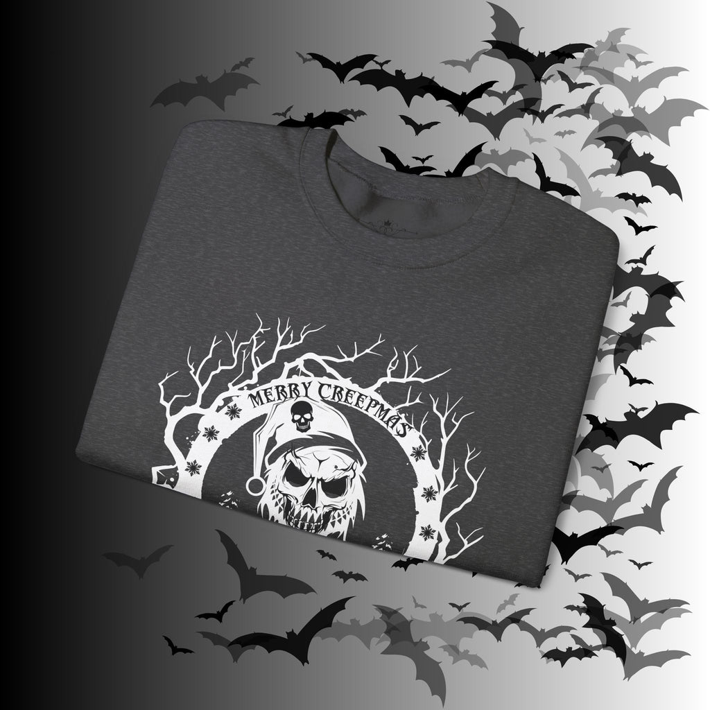 Merry Creepmas Crewneck Sweatshirt — Gothic Christmas Skull Santa