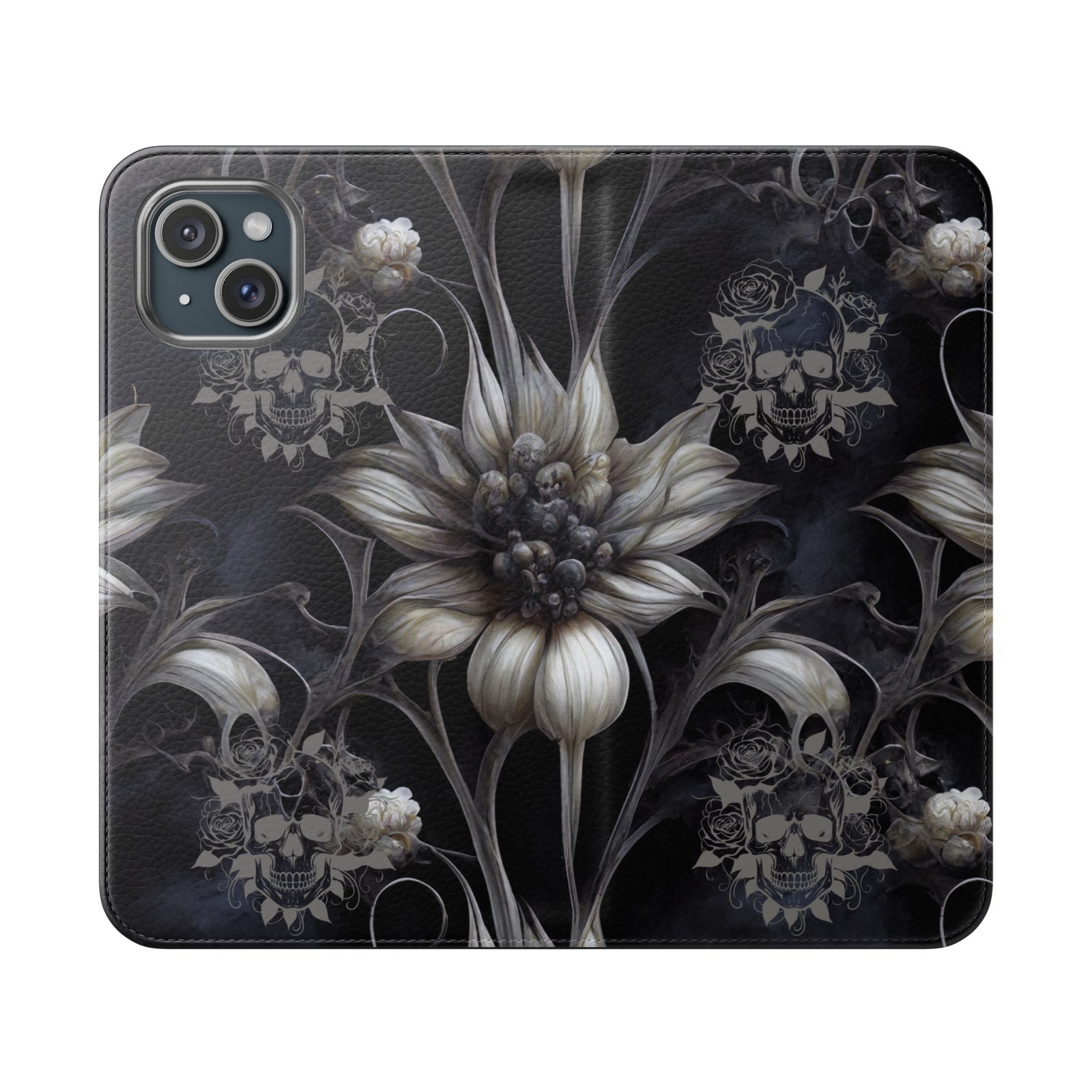 Goth Botanical Flip Wallet Case for iPhone and Samsung Galaxy Phones