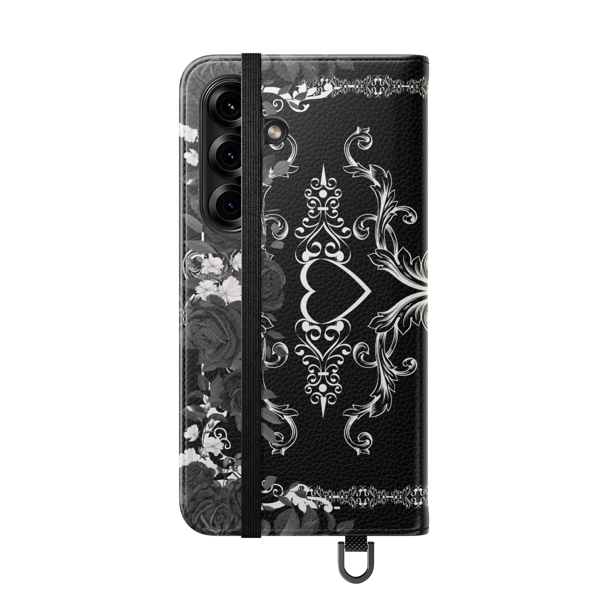 Romantic Goth Wallet Flip Case - Goth Botanical Phone Case
