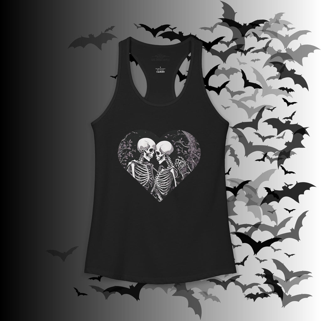 Gothic Skeleton Heart "Forever Yours" Racerback Tank Top — Dark Romance Front & Back
