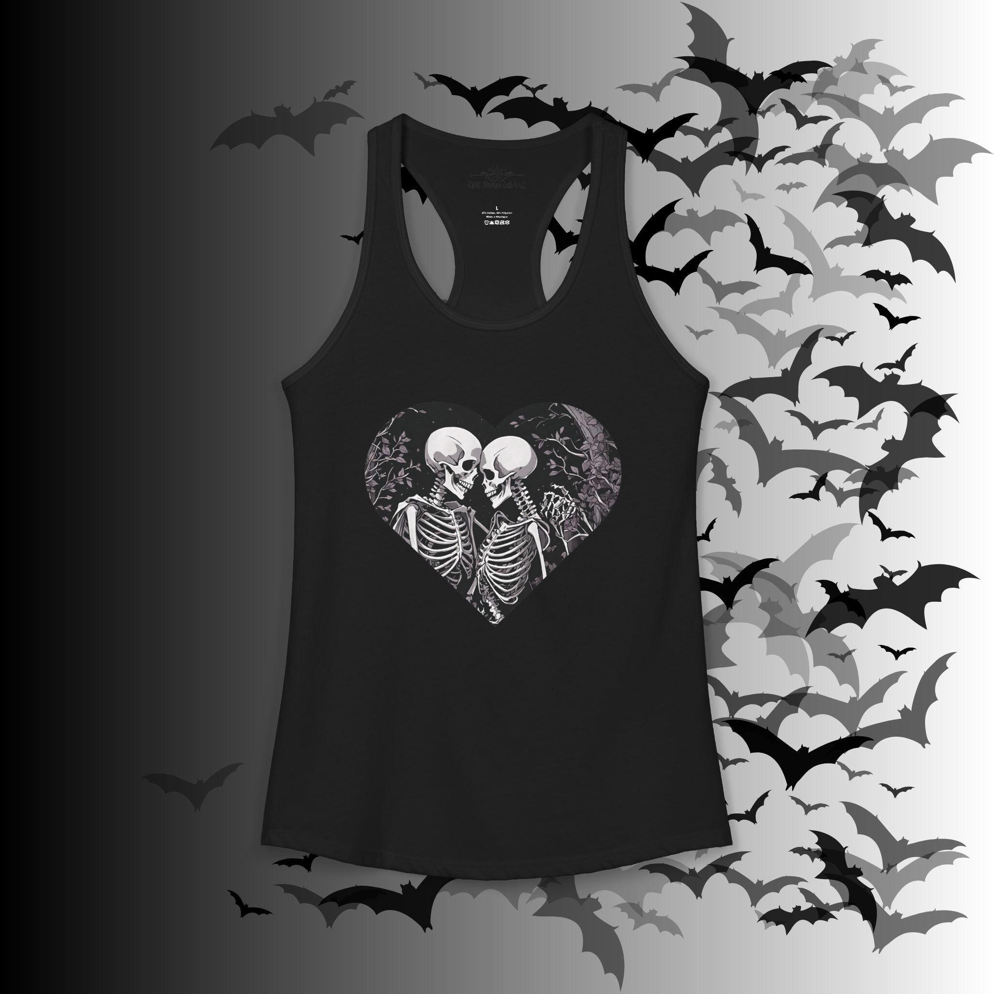 Gothic Skeleton Heart "Forever Yours" Racerback Tank Top — Dark Romance Front & Back