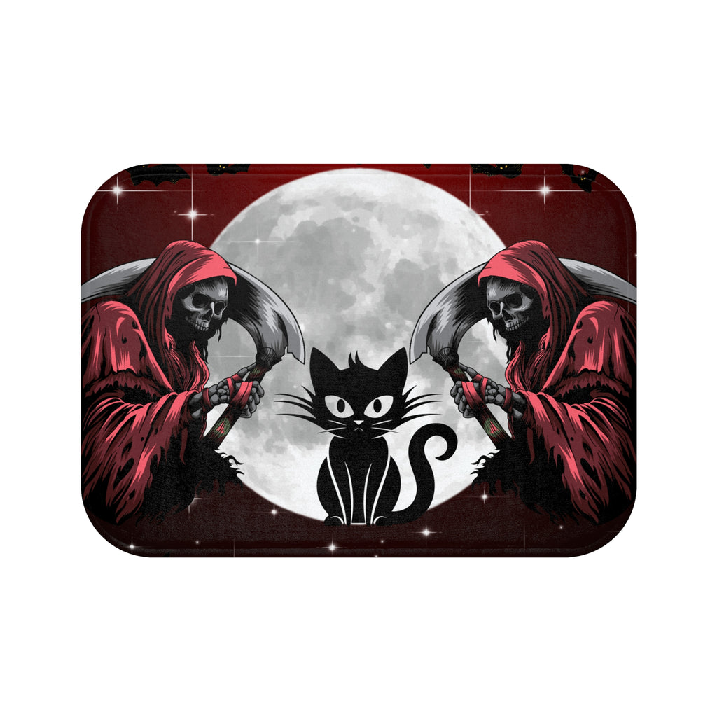 Gothic Grim Reaper Cat Bath Mat — Full Moon Bathroom Decor