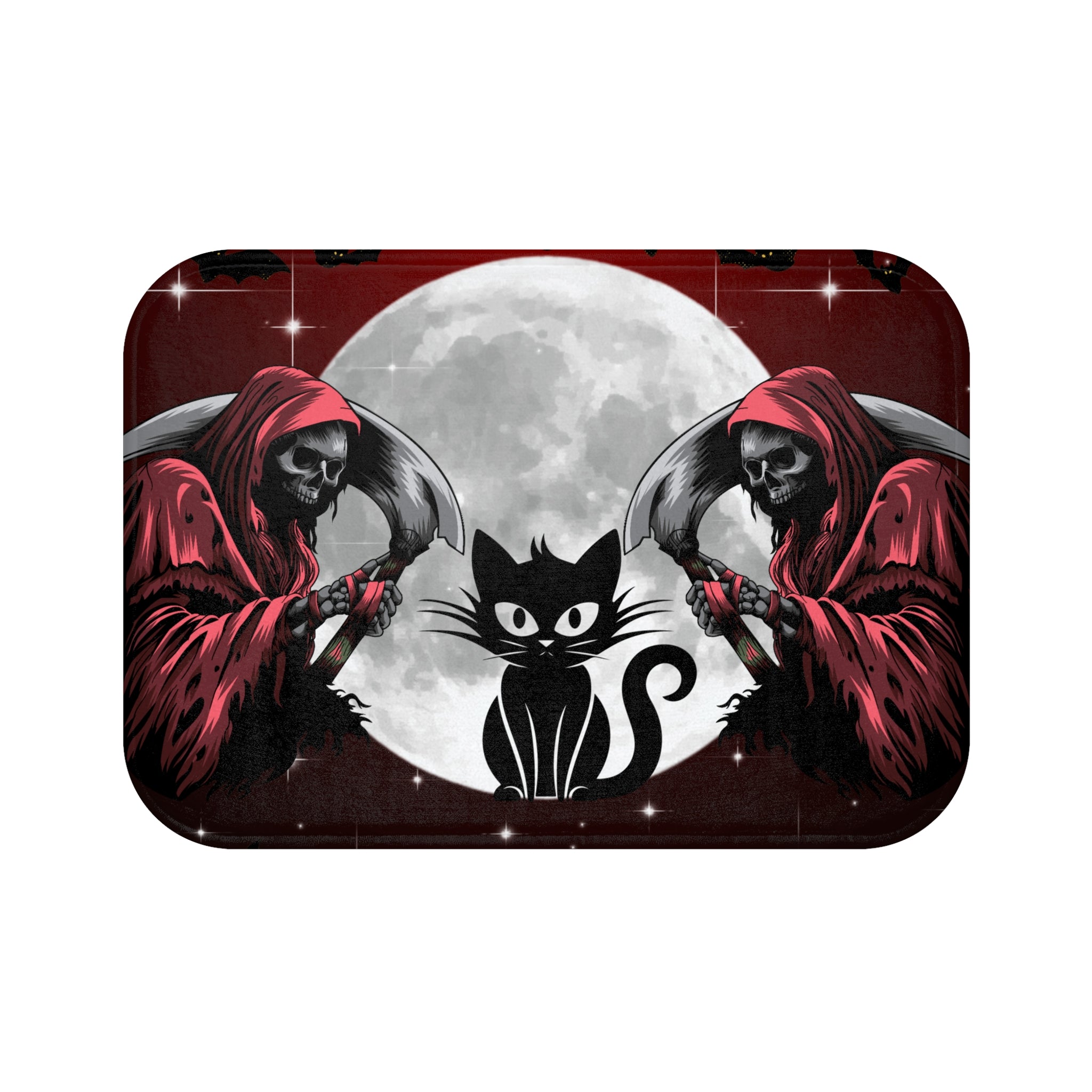 Gothic Grim Reaper Cat Bath Mat — Full Moon Bathroom Decor