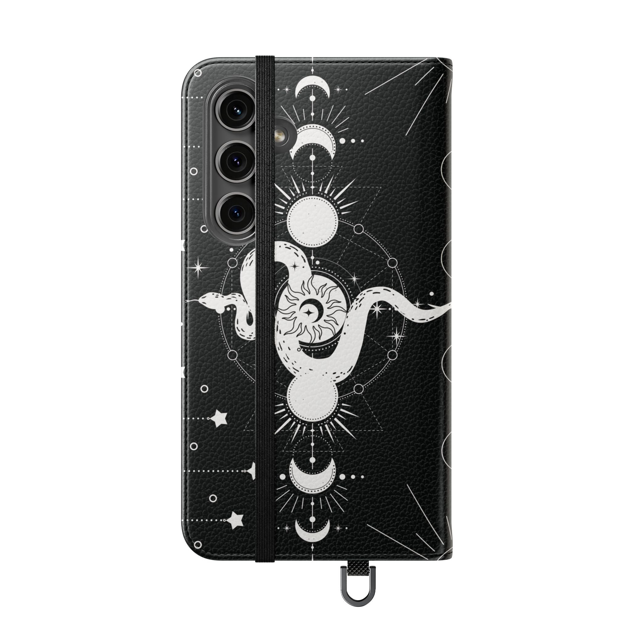 Gothic Style Celestial Snake Moon Phases Wallet Flip PhoneCase - Celestial Style Phone Case for iPhone and Samsung - Moon Phases Wallet Case