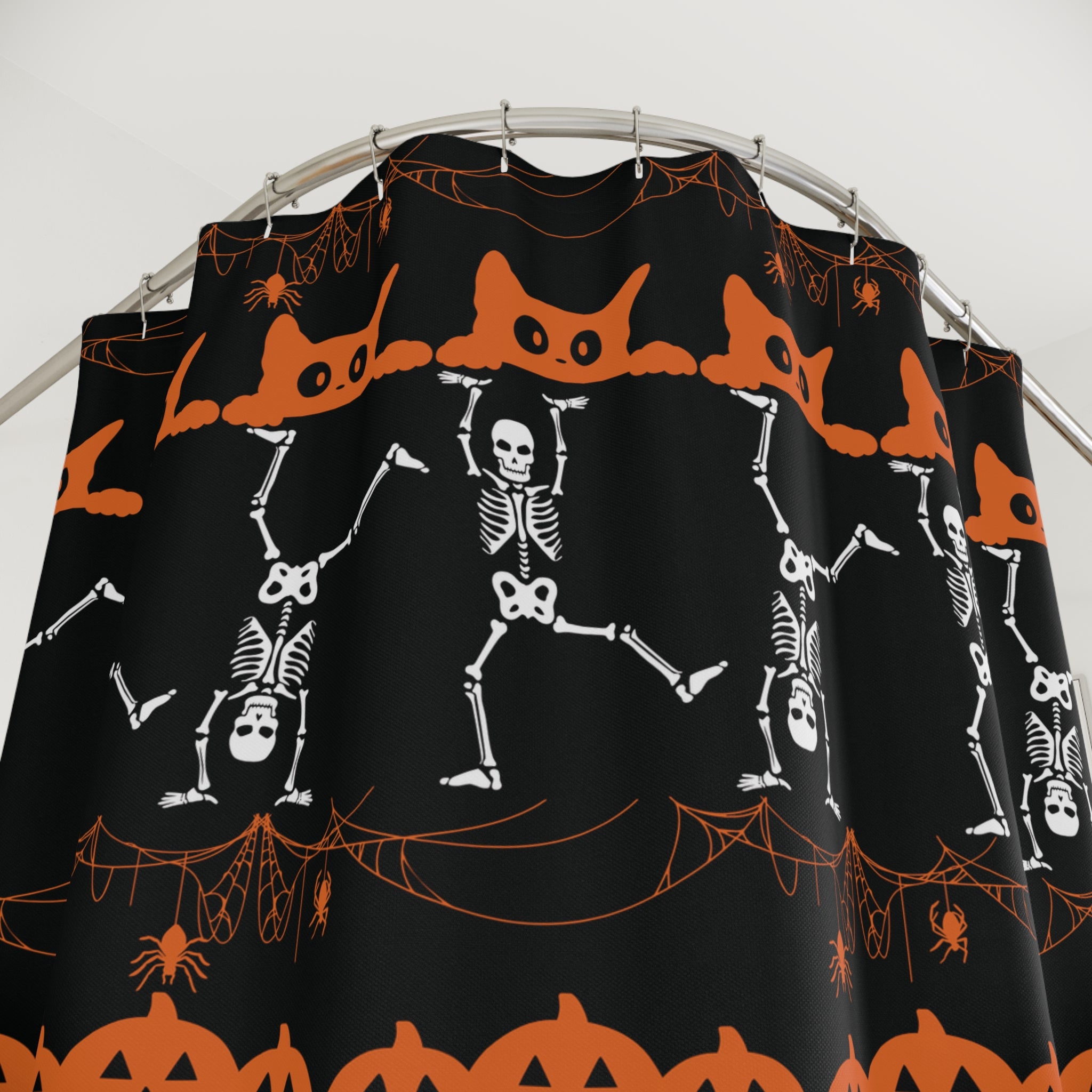 Halloween Pattern Shower Curtain — Spooky Season Bathroom Decor
