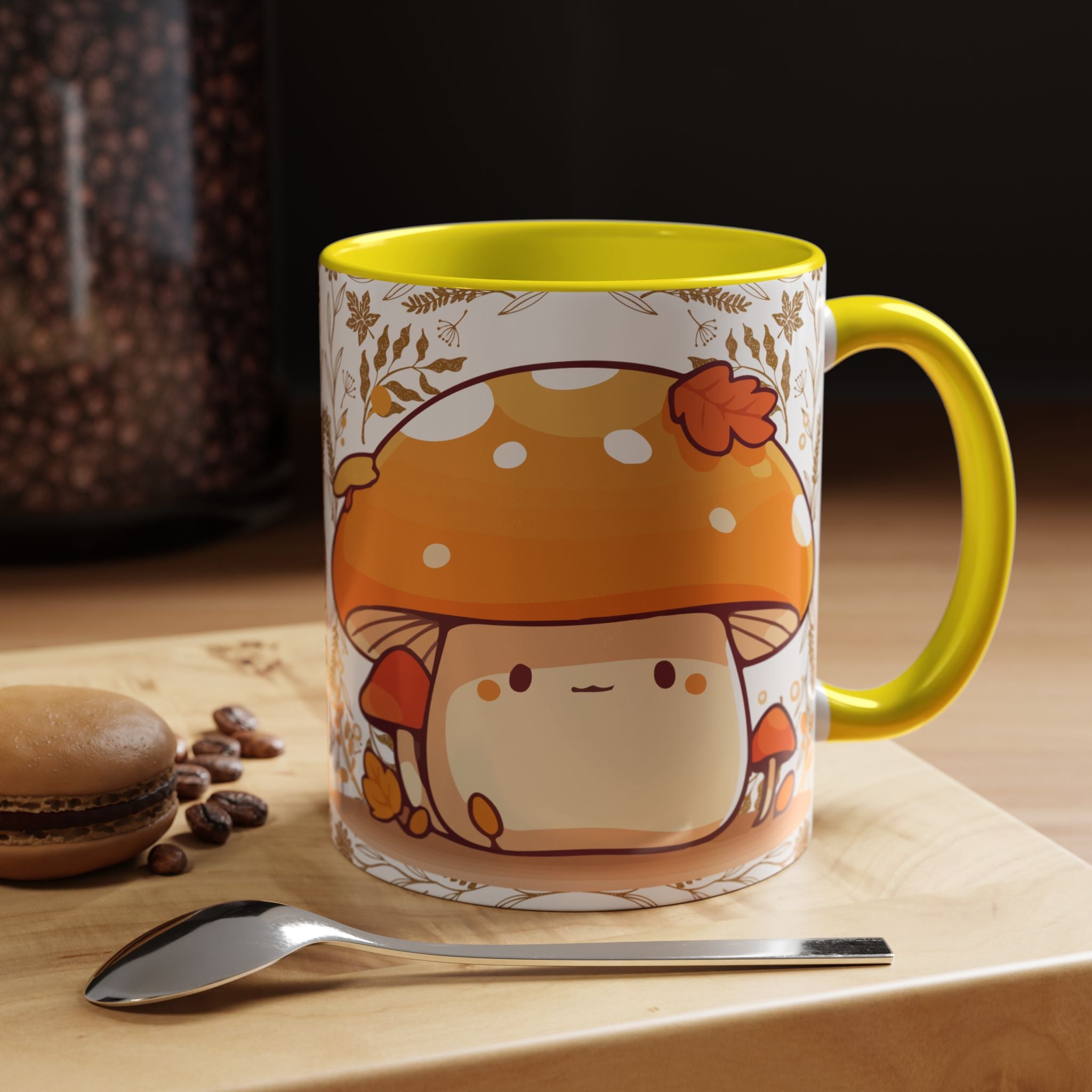 Autumn Mushroom Cute Coffee Mug — Fall Kawaii Accent Mug (11/15oz)