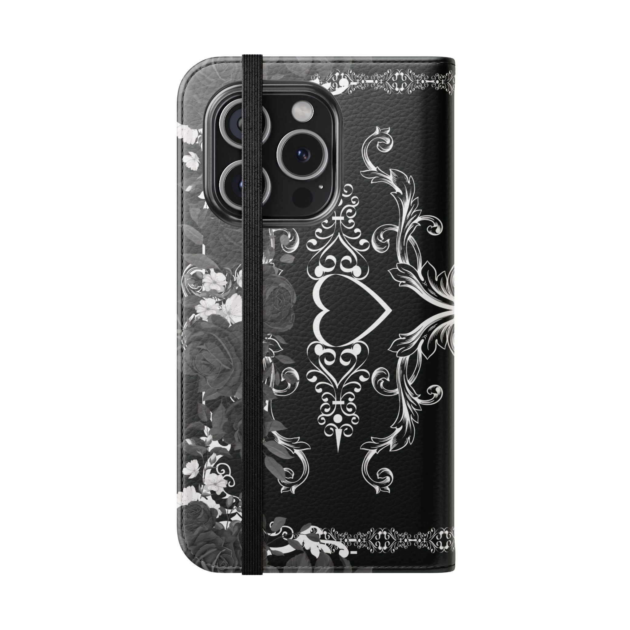 Romantic Goth Wallet Flip Case - Goth Botanical Phone Case