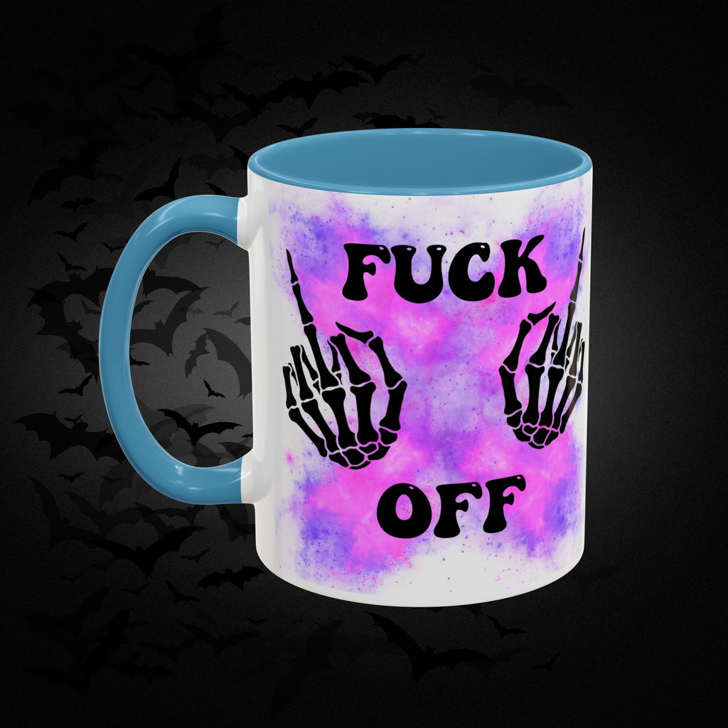 Good Morning Beautiful Fuck Off Skeleton Hands Accent Coffee Mug