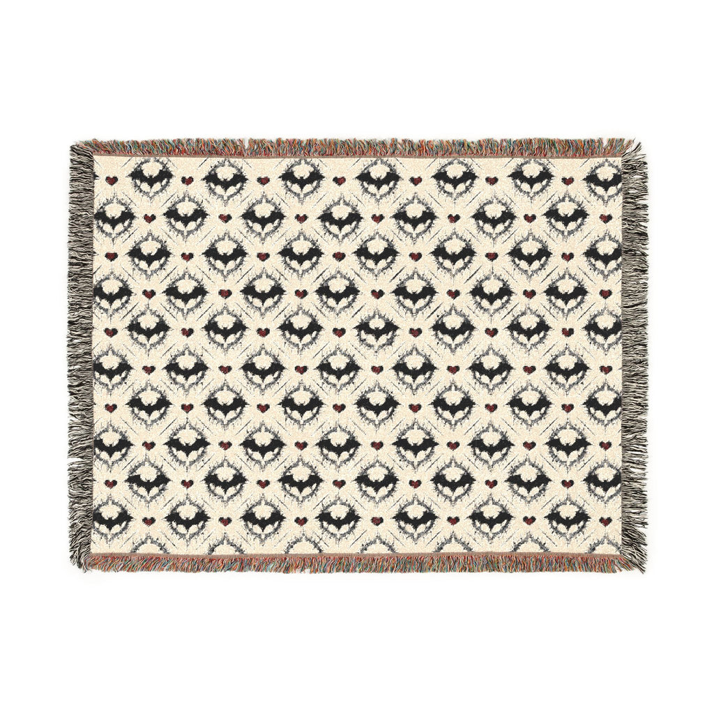 Gothic Bat Pattern Woven Cotton Throw Blanket — Fringe Bat Home Decor
