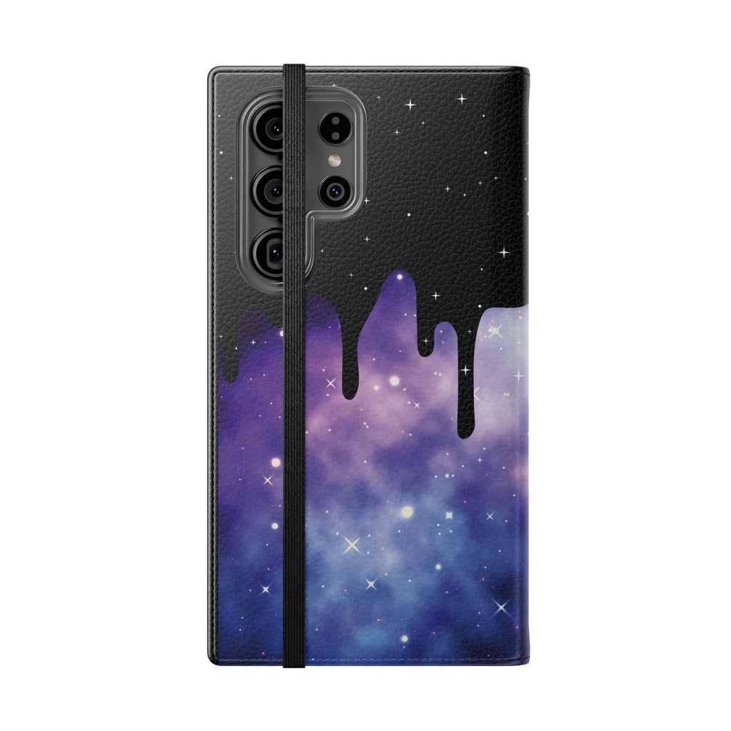 Pastel Goth Drippy Galaxy Flip Wallet Phone Case - Wallet Case for Samsung and iPhone - Gothic Style Wallet Phone Cases