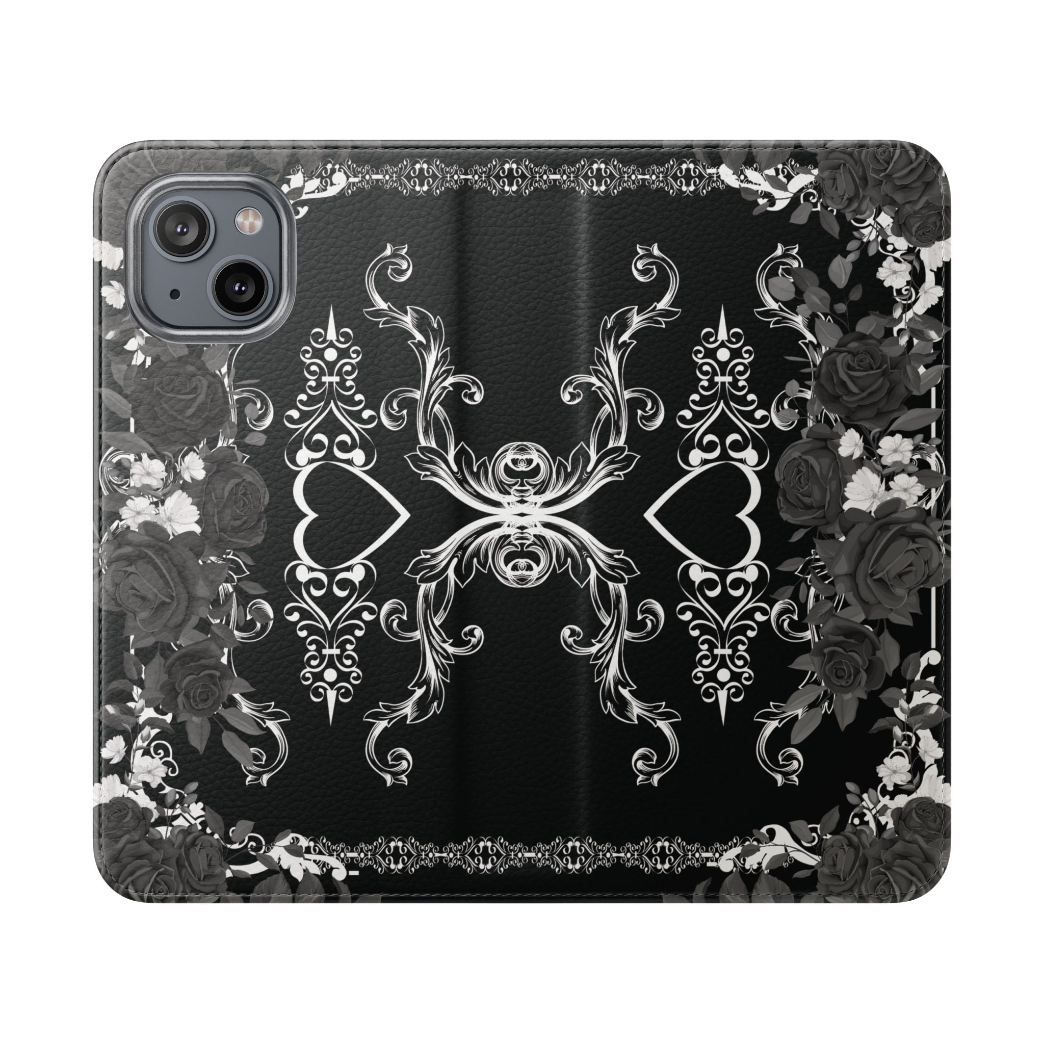 Romantic Goth Wallet Flip Case - Goth Botanical Phone Case
