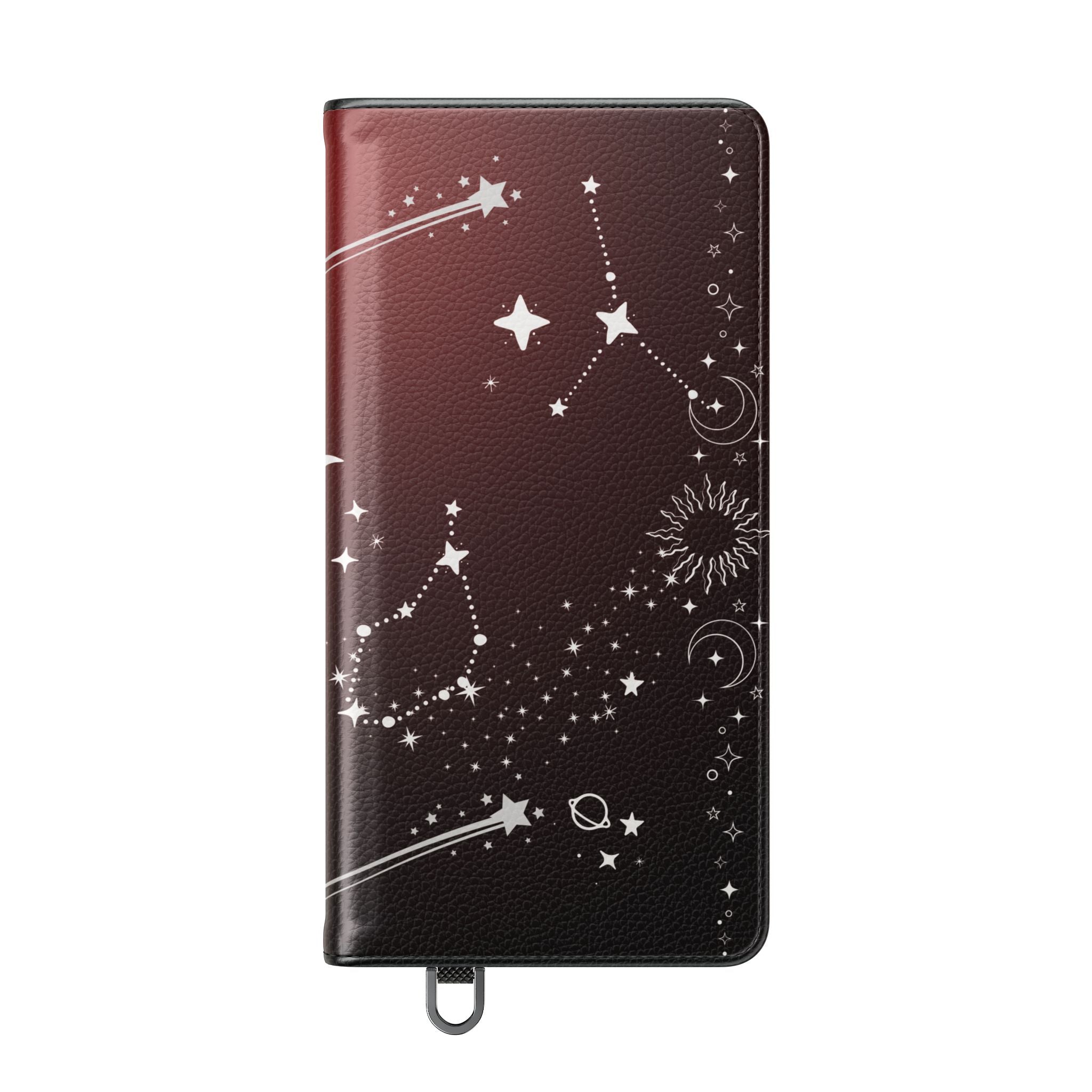 Gothic Celestial Black and Red Flip Wallet Case for iPhone and Samsung Galaxy Phones