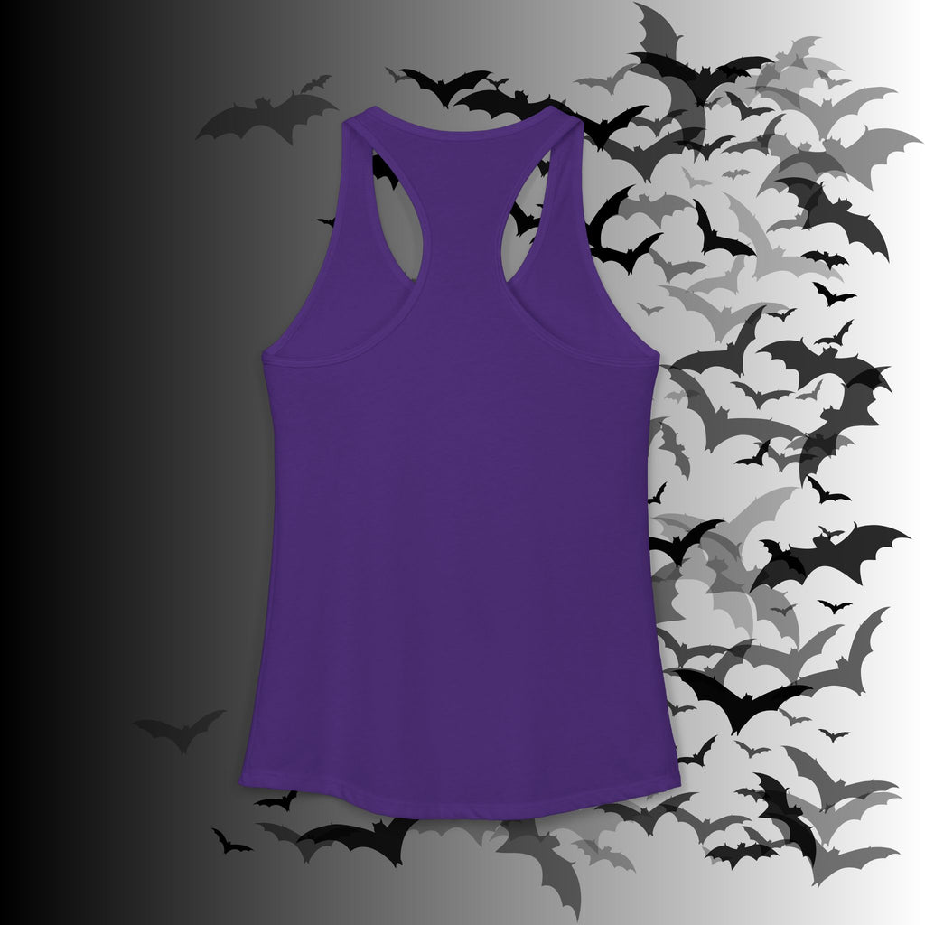 Gothic Black Cat Full Moon Racerback Tank Top — Witchy Sleeveless Shirt