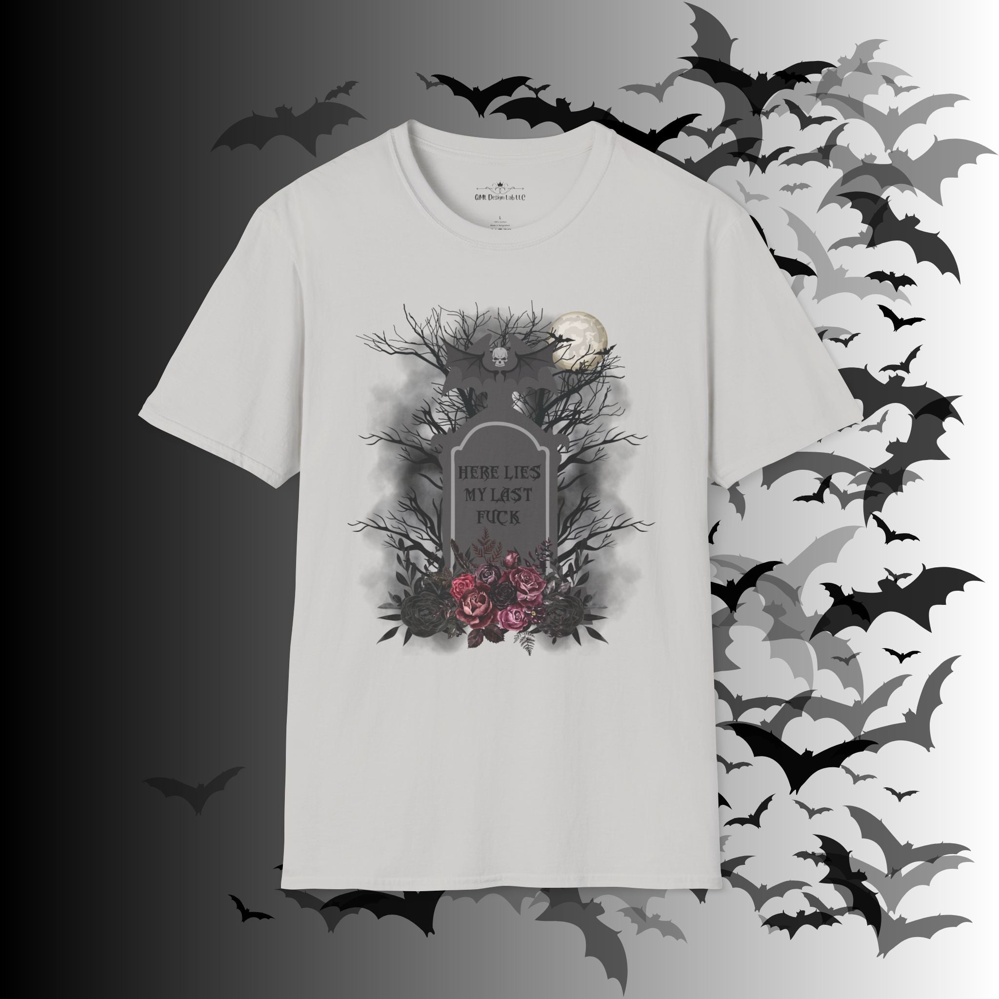 "Here Lies My Last F*ck" Gothic Gravestone T-Shirt — Spooky Humor Tee