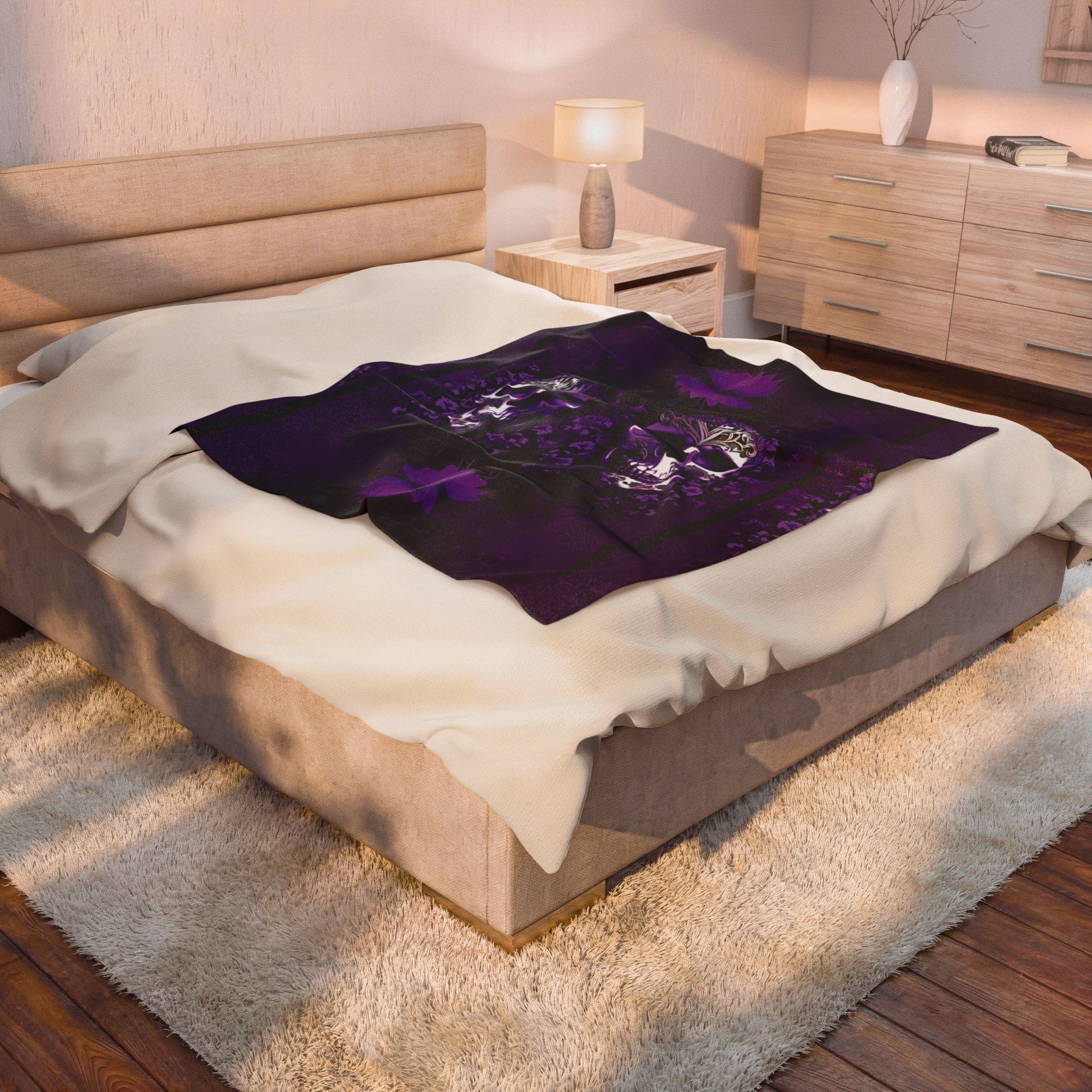 Gothic Purple Skull Throw Blanket — Dark Elegance Home Decor