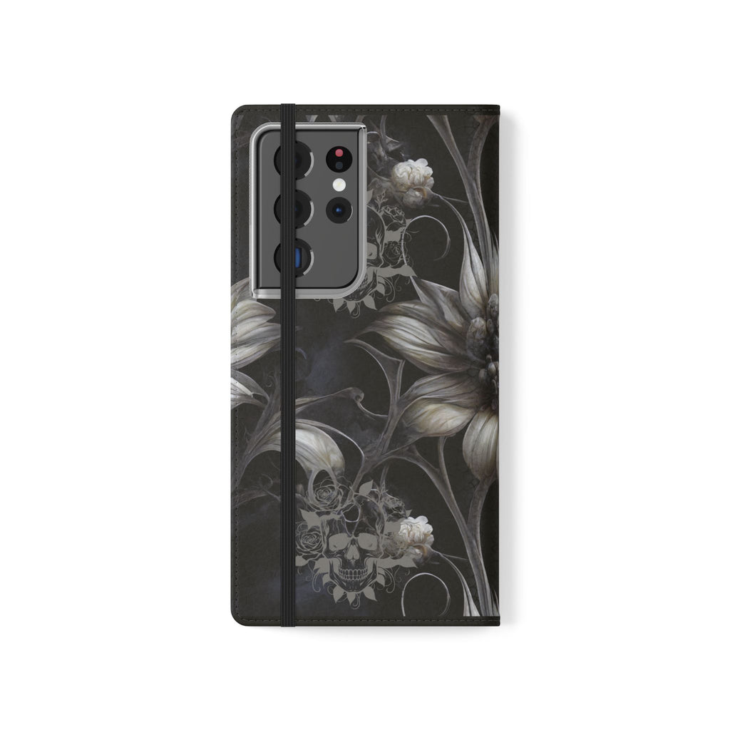 Goth Botanical Flip Wallet Case for iPhone and Samsung Galaxy Phones