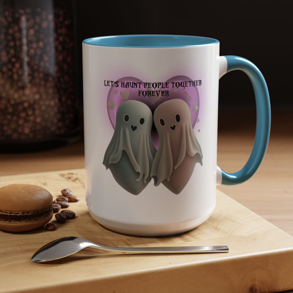 Let's Haunt People Together Forever Coffee Mug — Valloween Ghost Couple Accent Mug