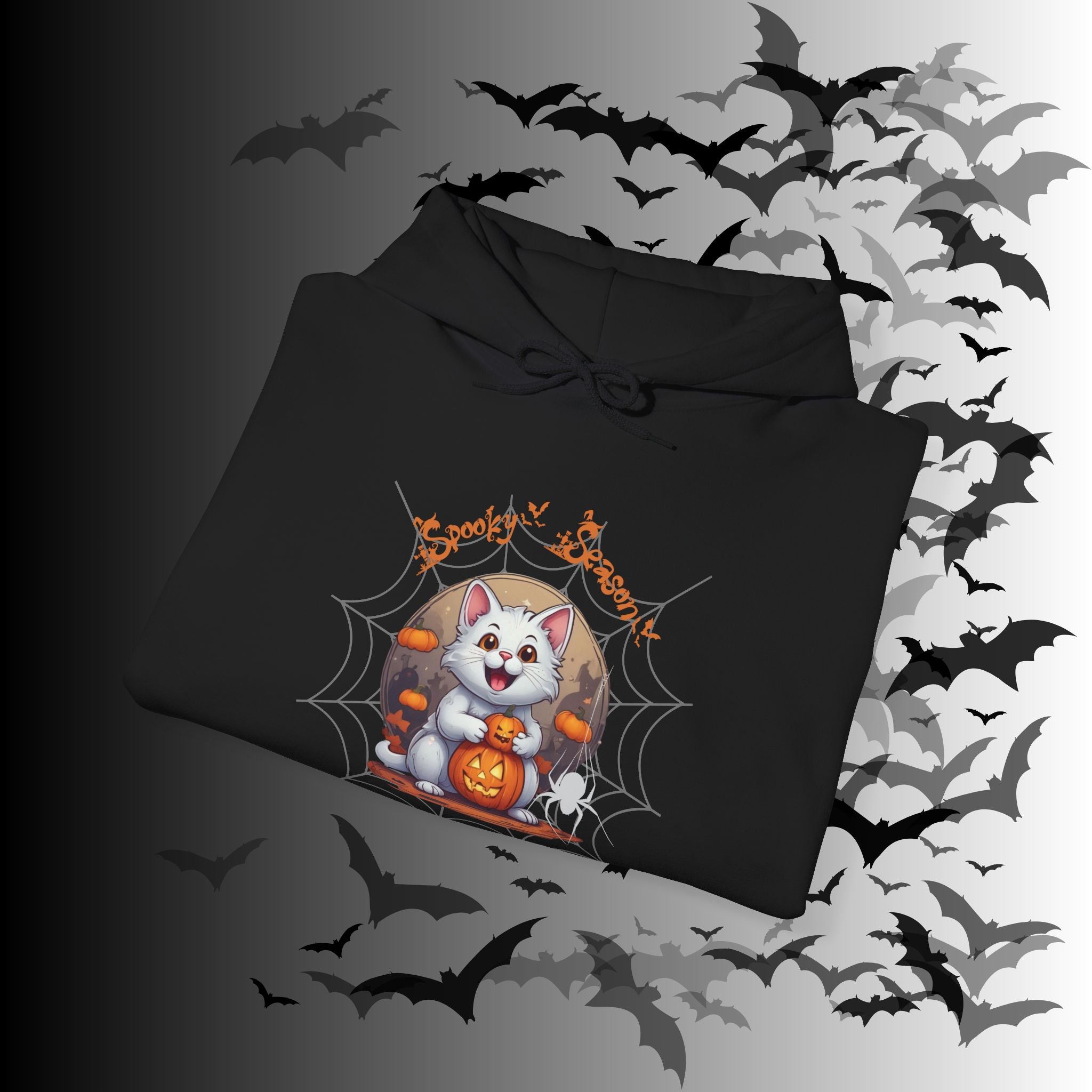 Spooky Season Cat Hoodie — Kawaii Halloween Pumpkin Pullover