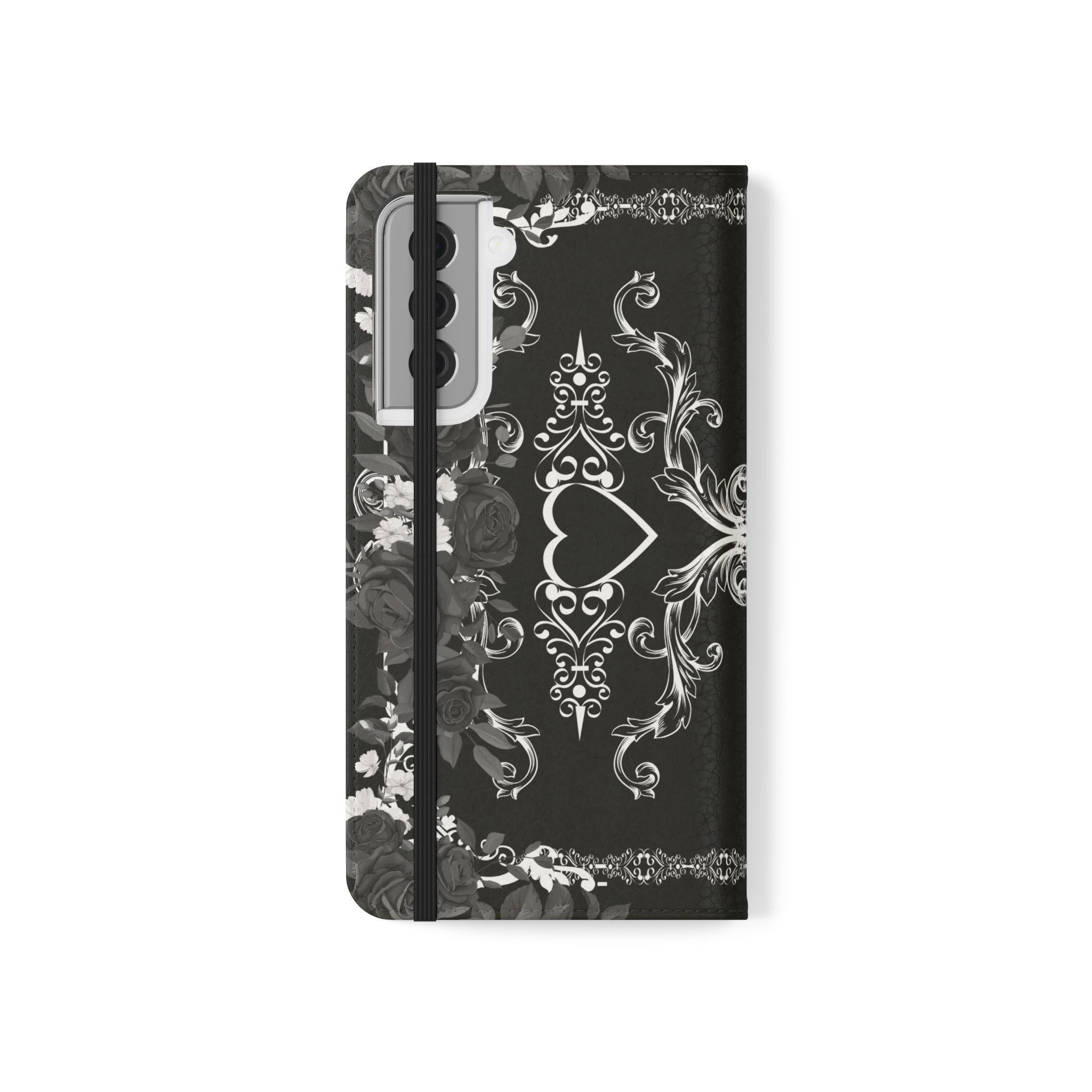 Romantic Goth Wallet Flip Case - Goth Botanical Phone Case